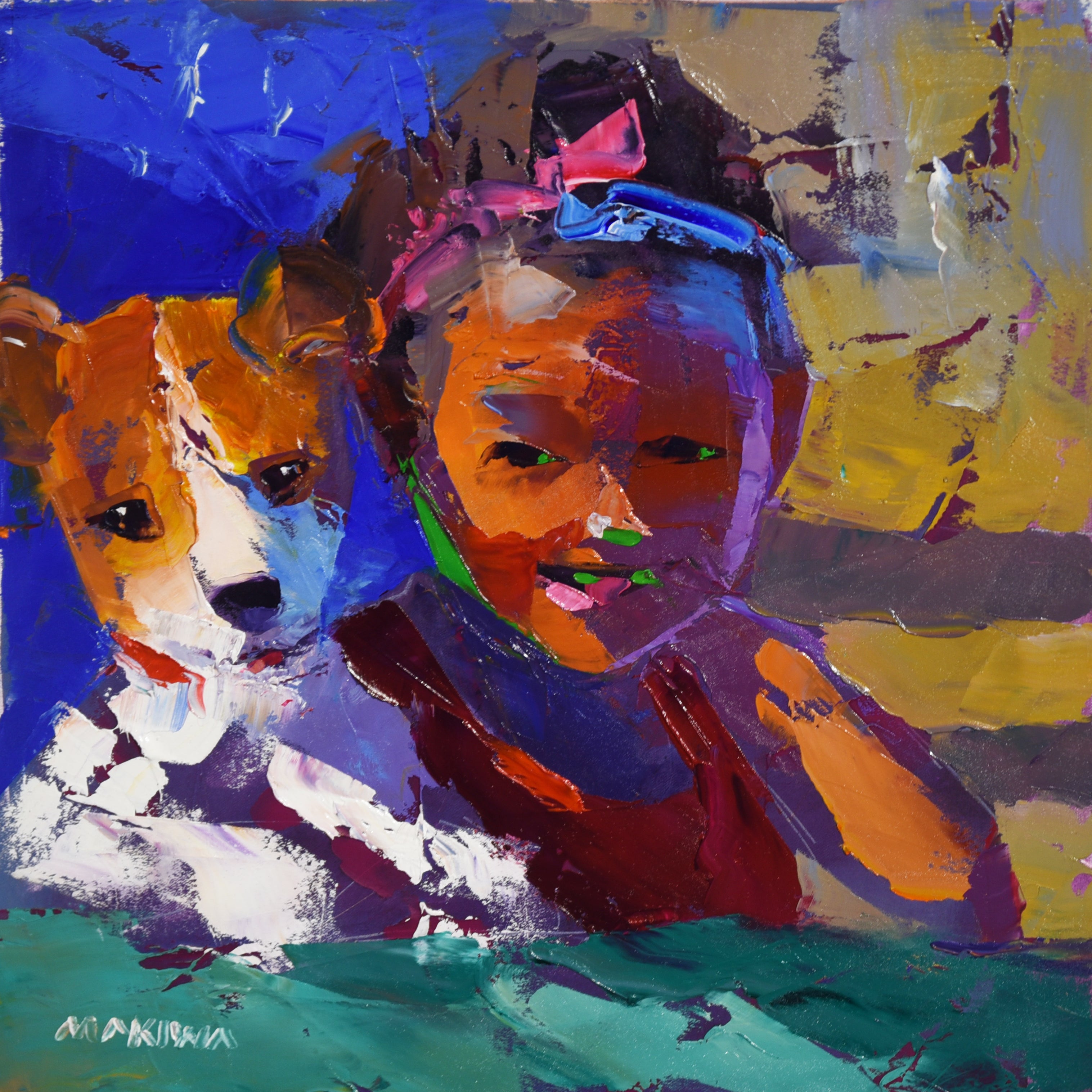 Close Companion 40x40cm Oil On Canvas