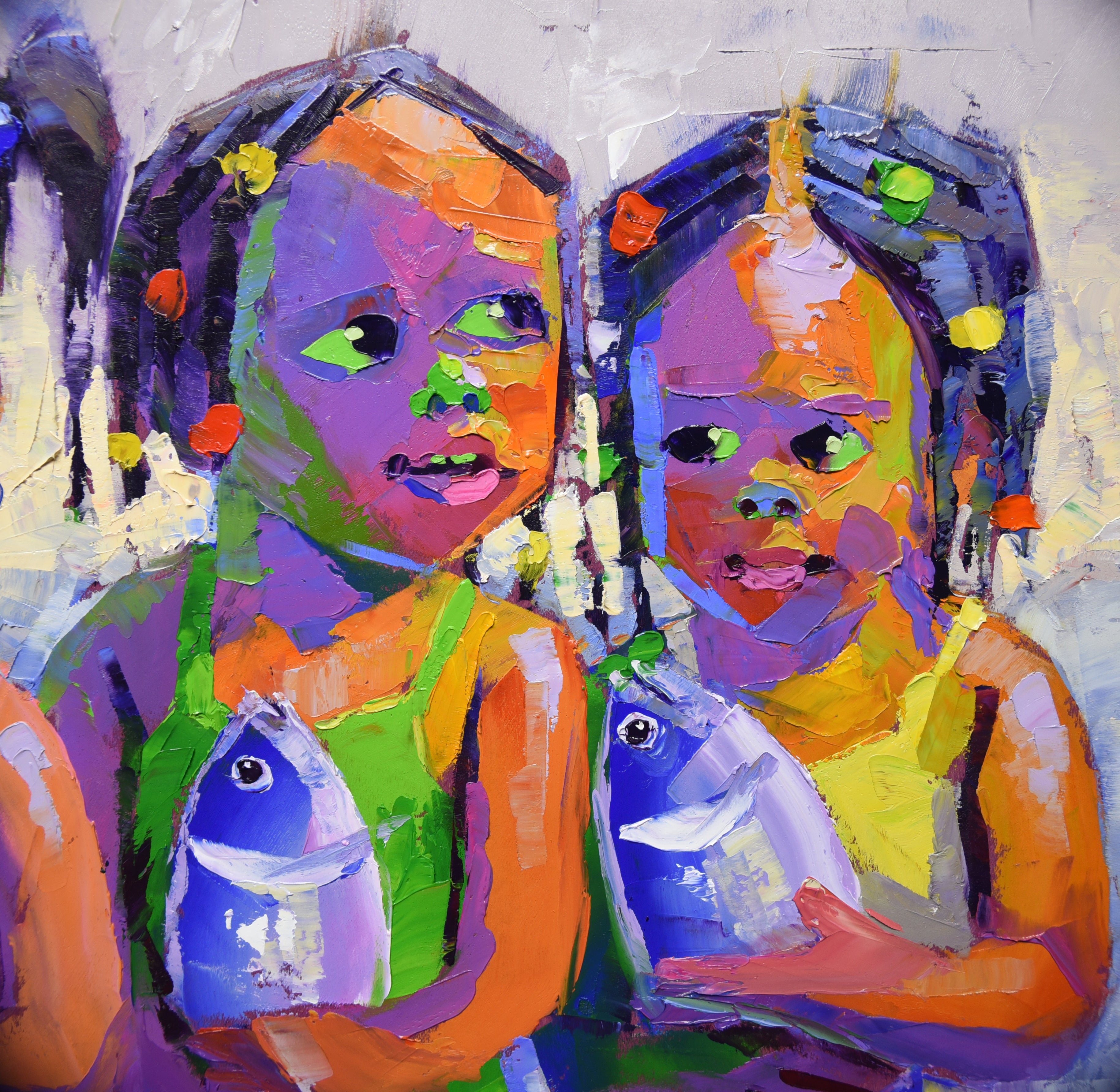 Fishergirl Friends 71x56cm Oil On Canvas