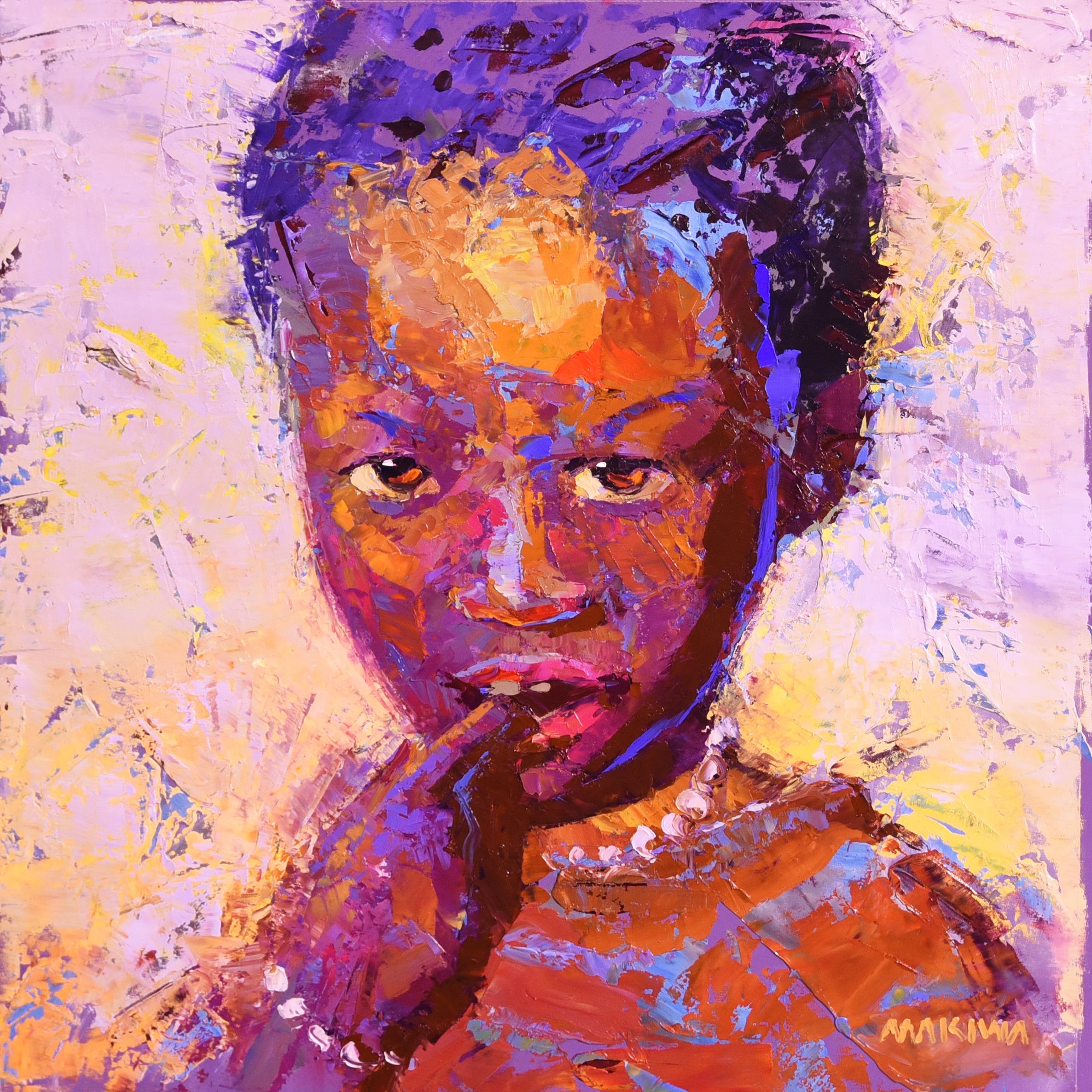 African Girl 55x55cm Oil On Canvas