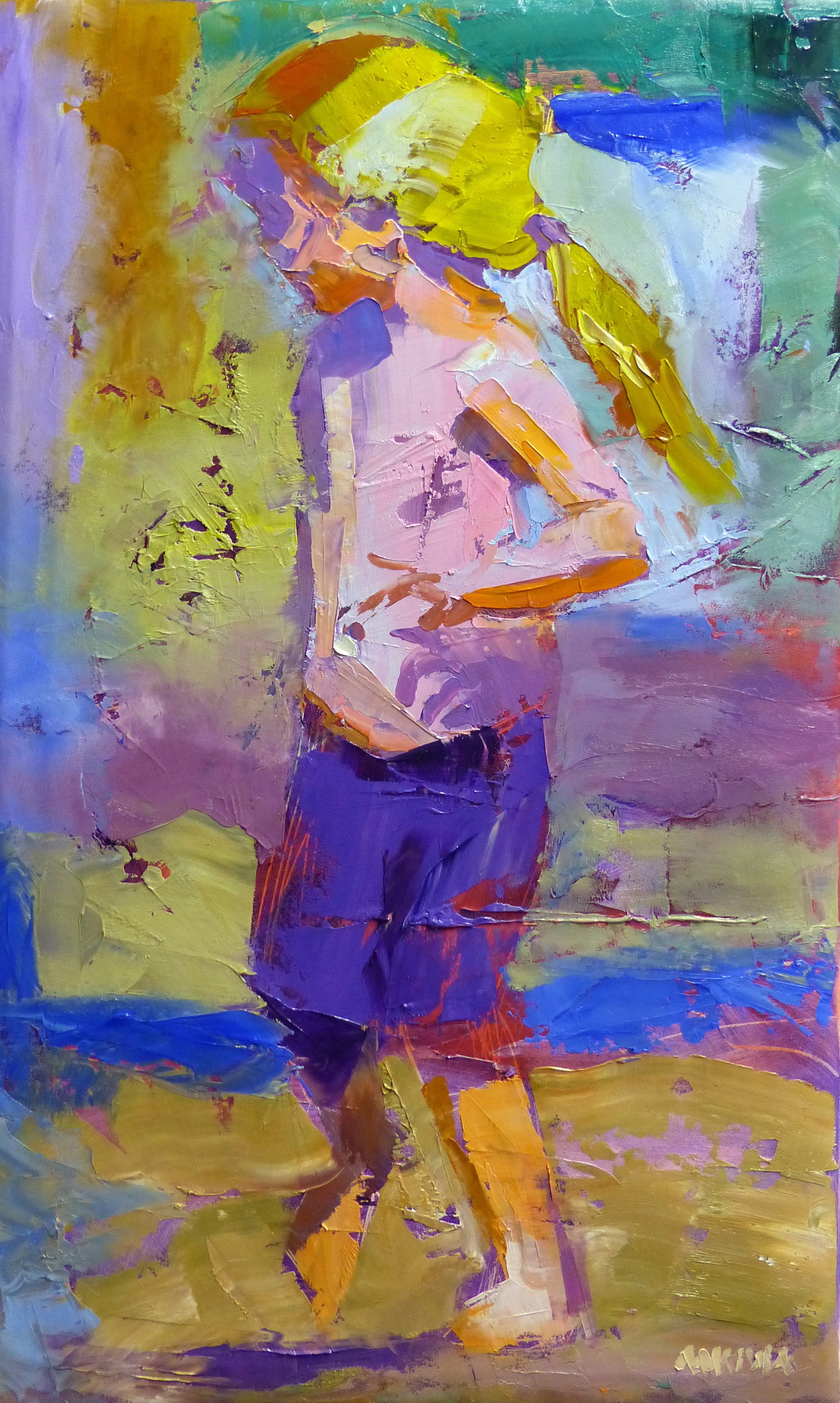 At Play 39x65cm Oil On Canvas