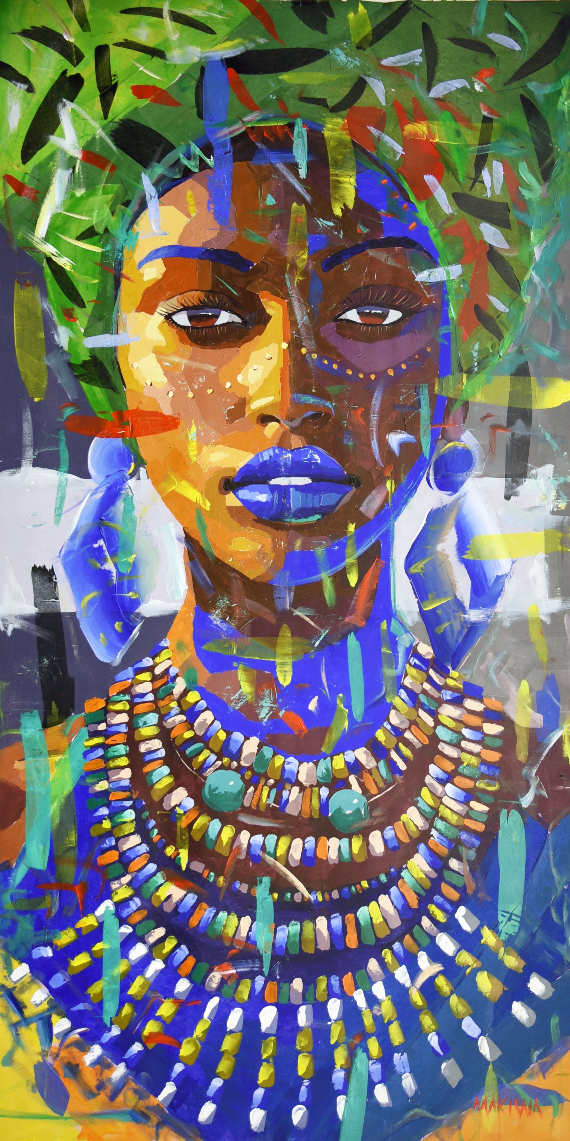 Beaded Elegance 200x100 cm Acrylic on Canvas