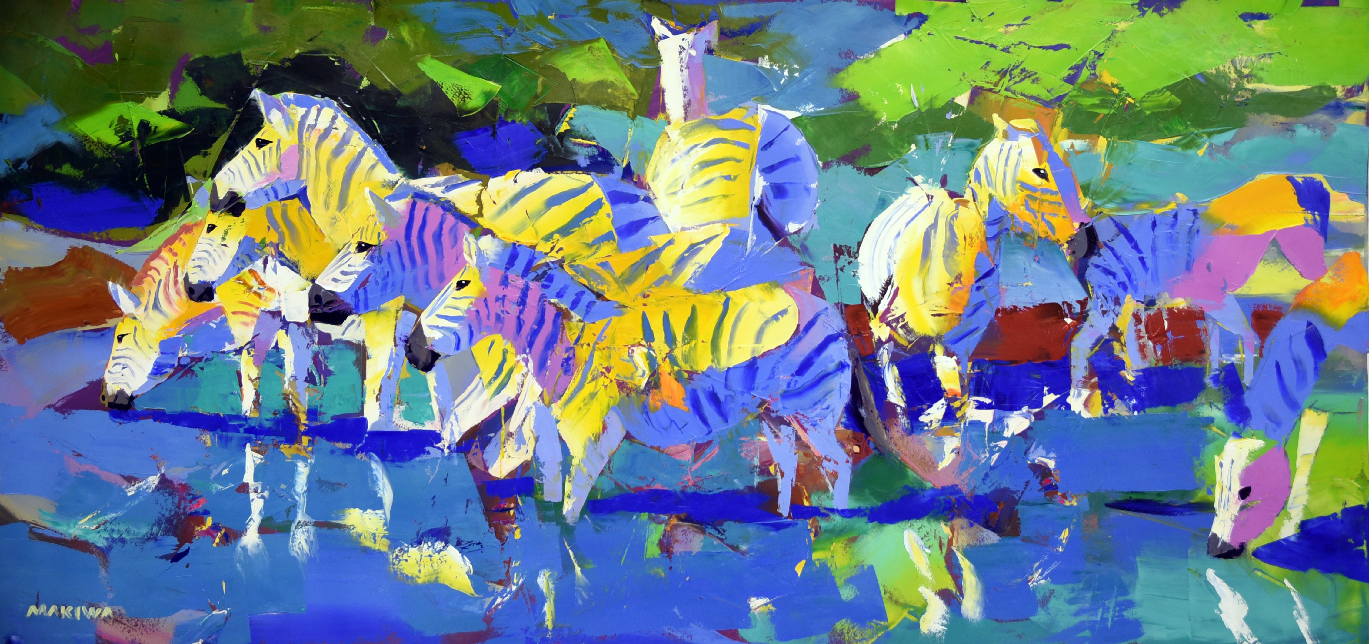 Blue Oasis 80x170cm Oil on Canvas