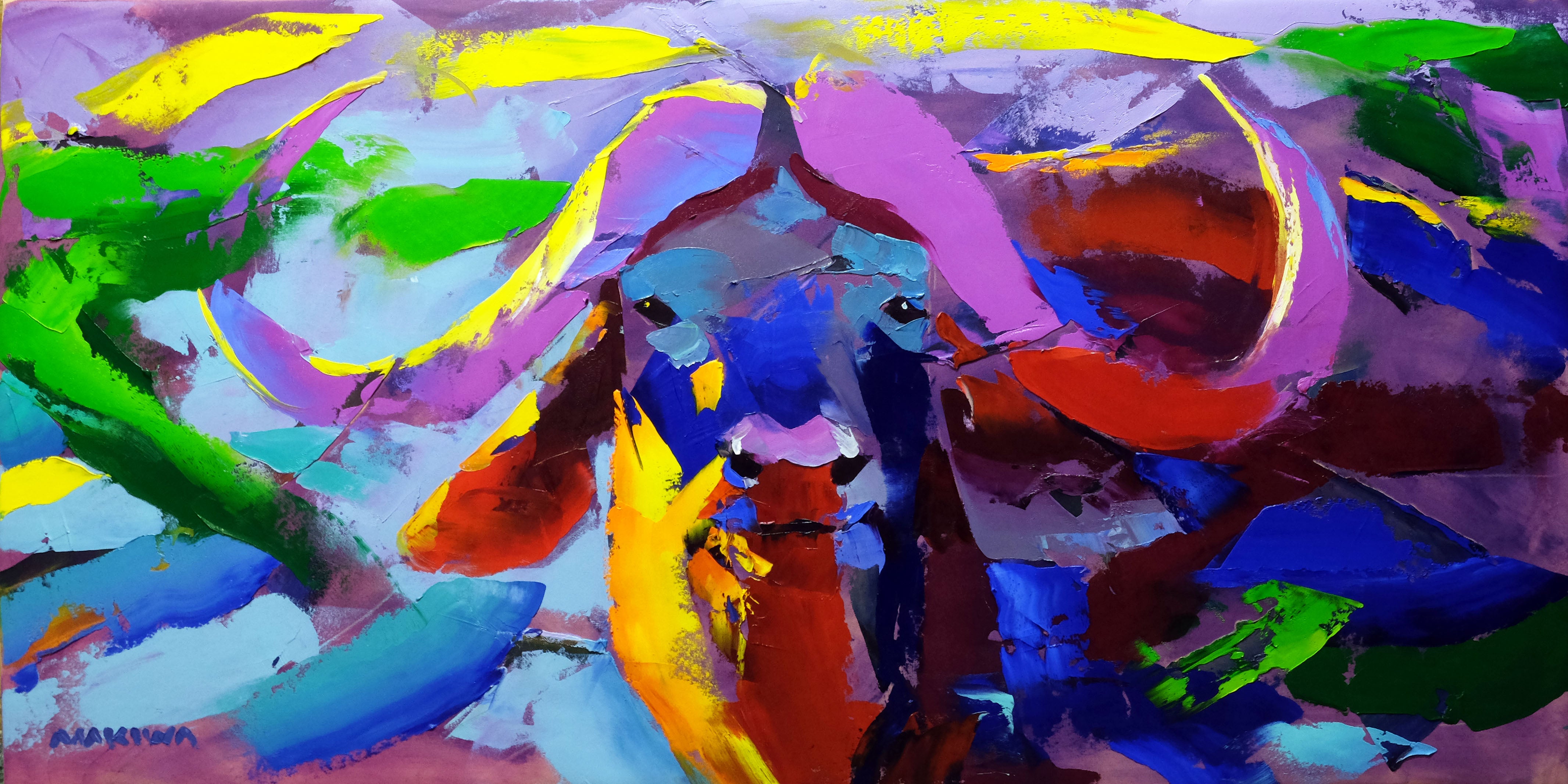 Buffalo Gaze 60x120cm Oil on Canvas