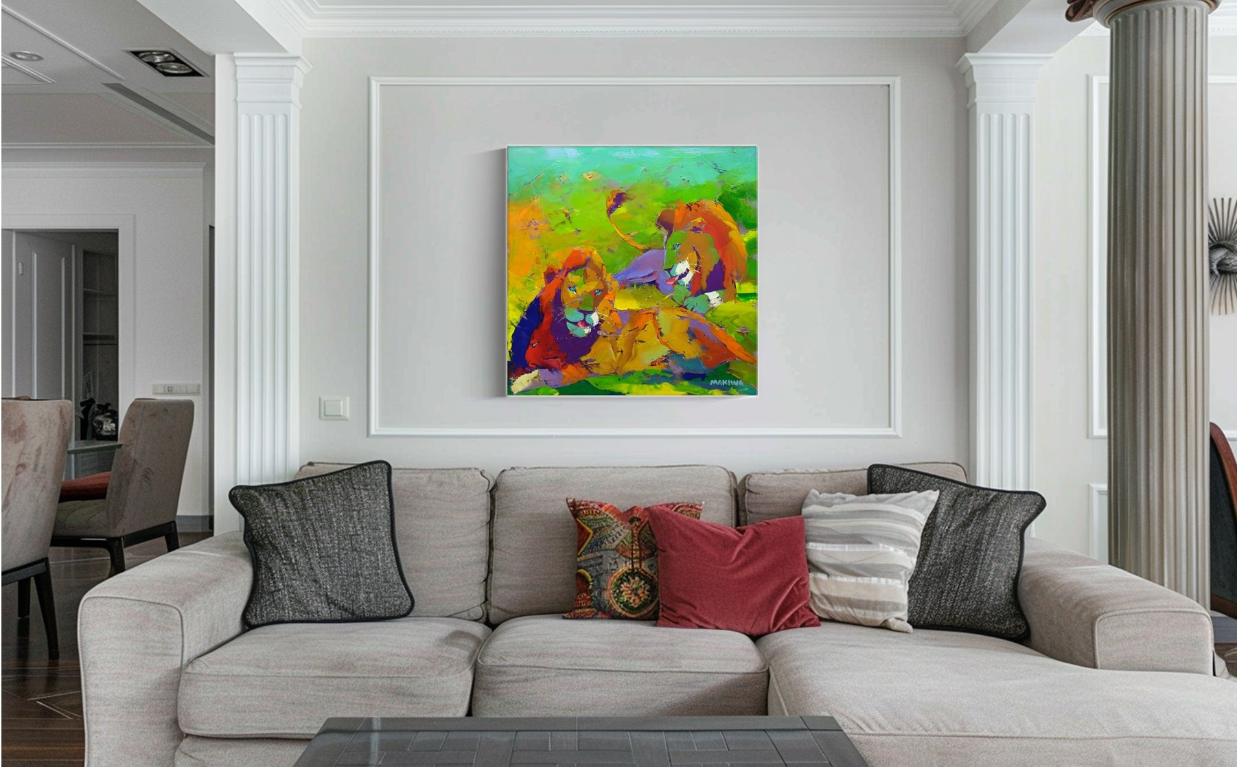 Lion Siesta 80x80cm Oil on Canvas