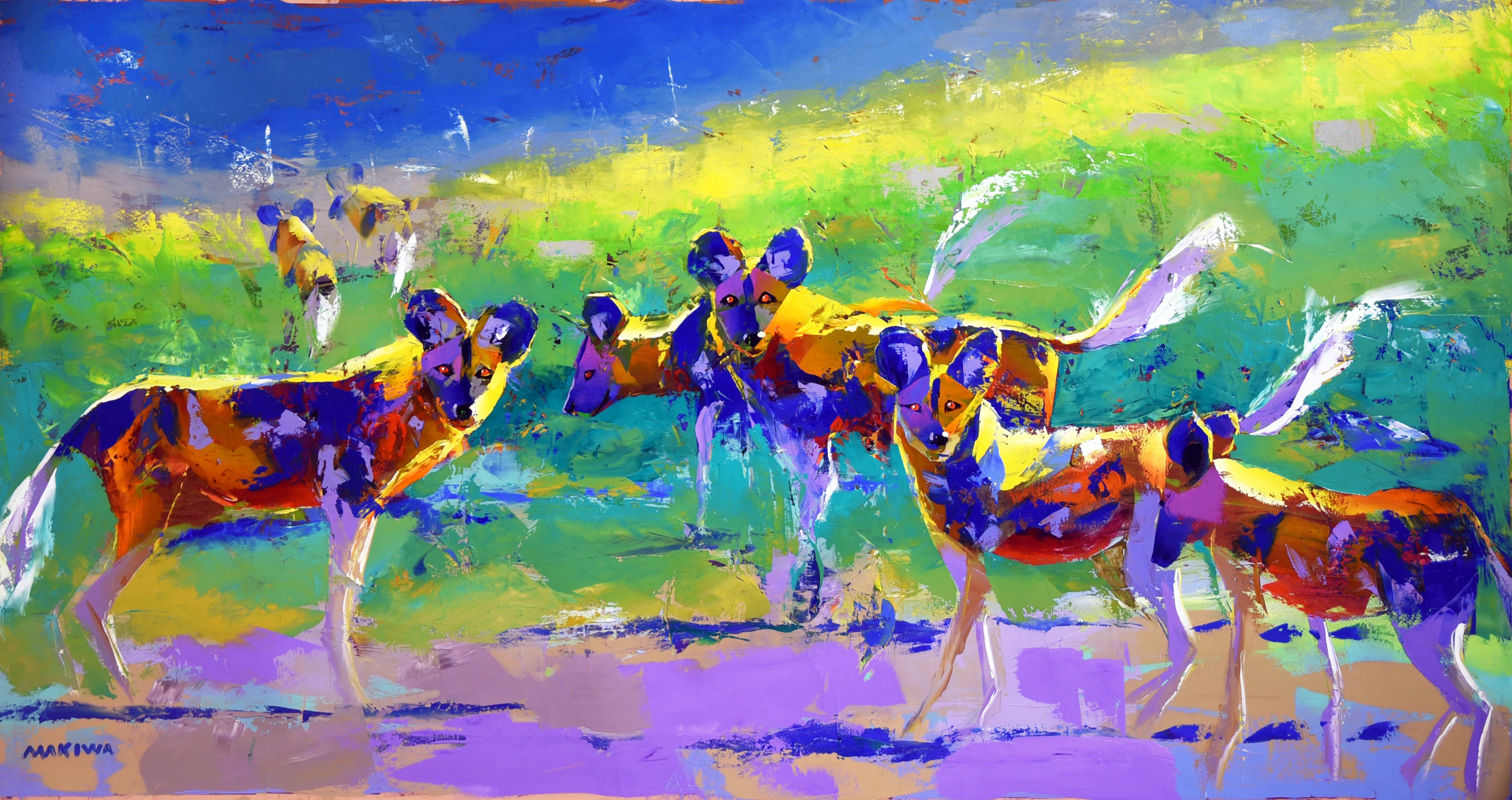 Call of the Pack 90x170cm Oil On Canvas