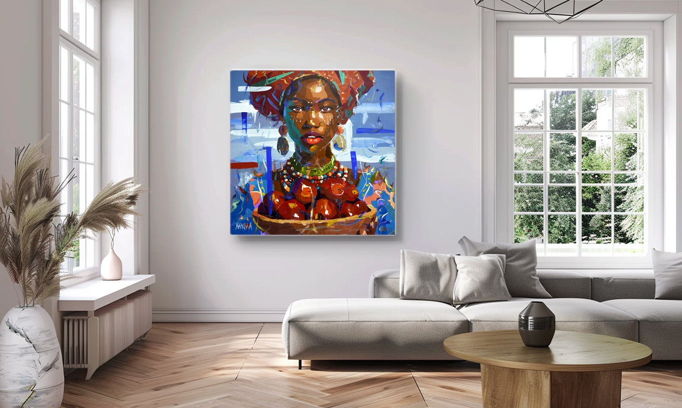 Red Apples By the Sea 120x120cm Acrylic on Canvas