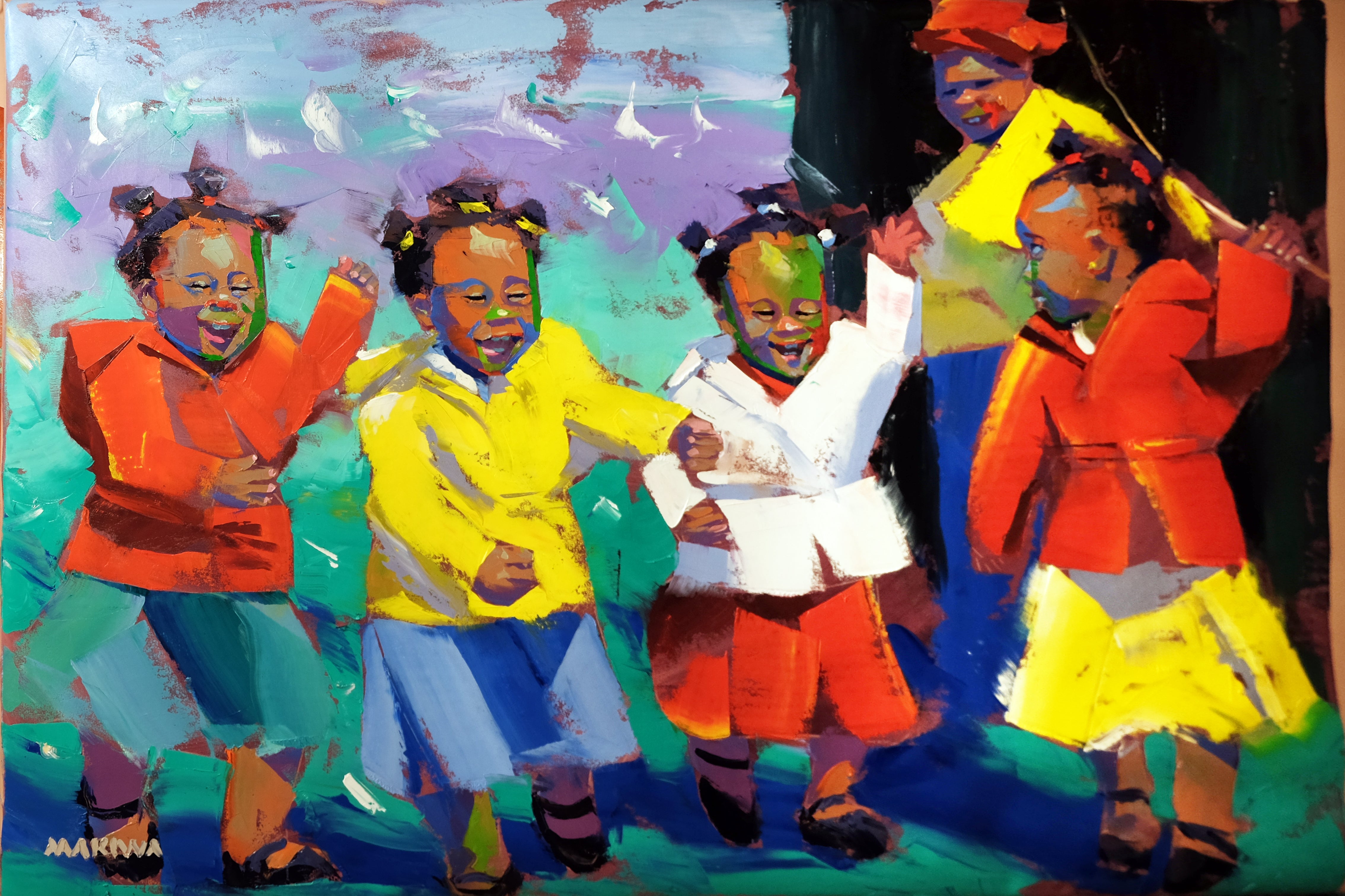 Four Little Friends 120x80cm Oil on Canvas