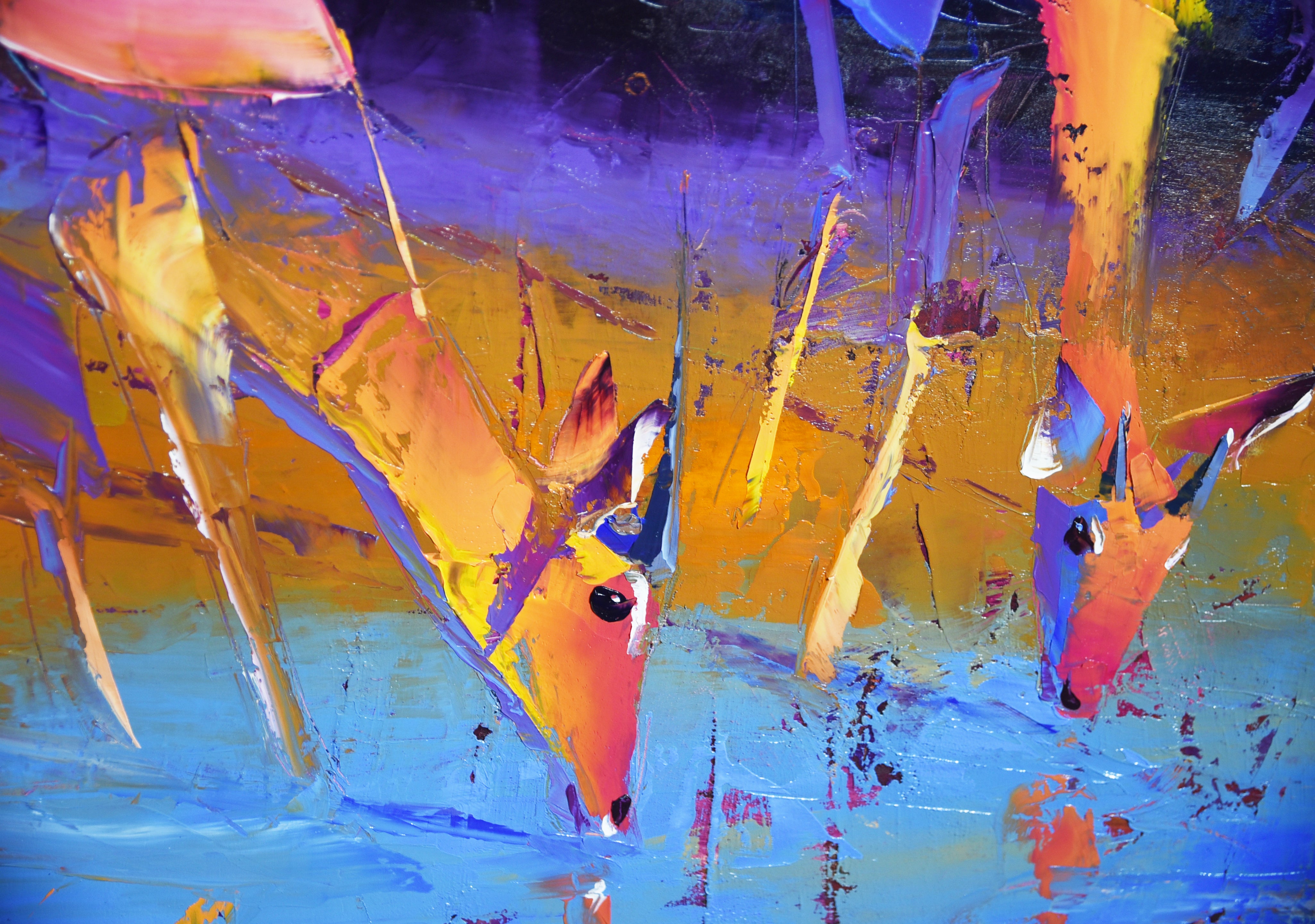Twilight by the River 80x170cm Oil On Canvas