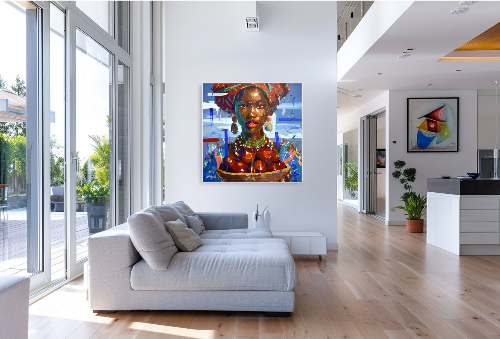 Red Apples By the Sea 120x120cm Acrylic on Canvas