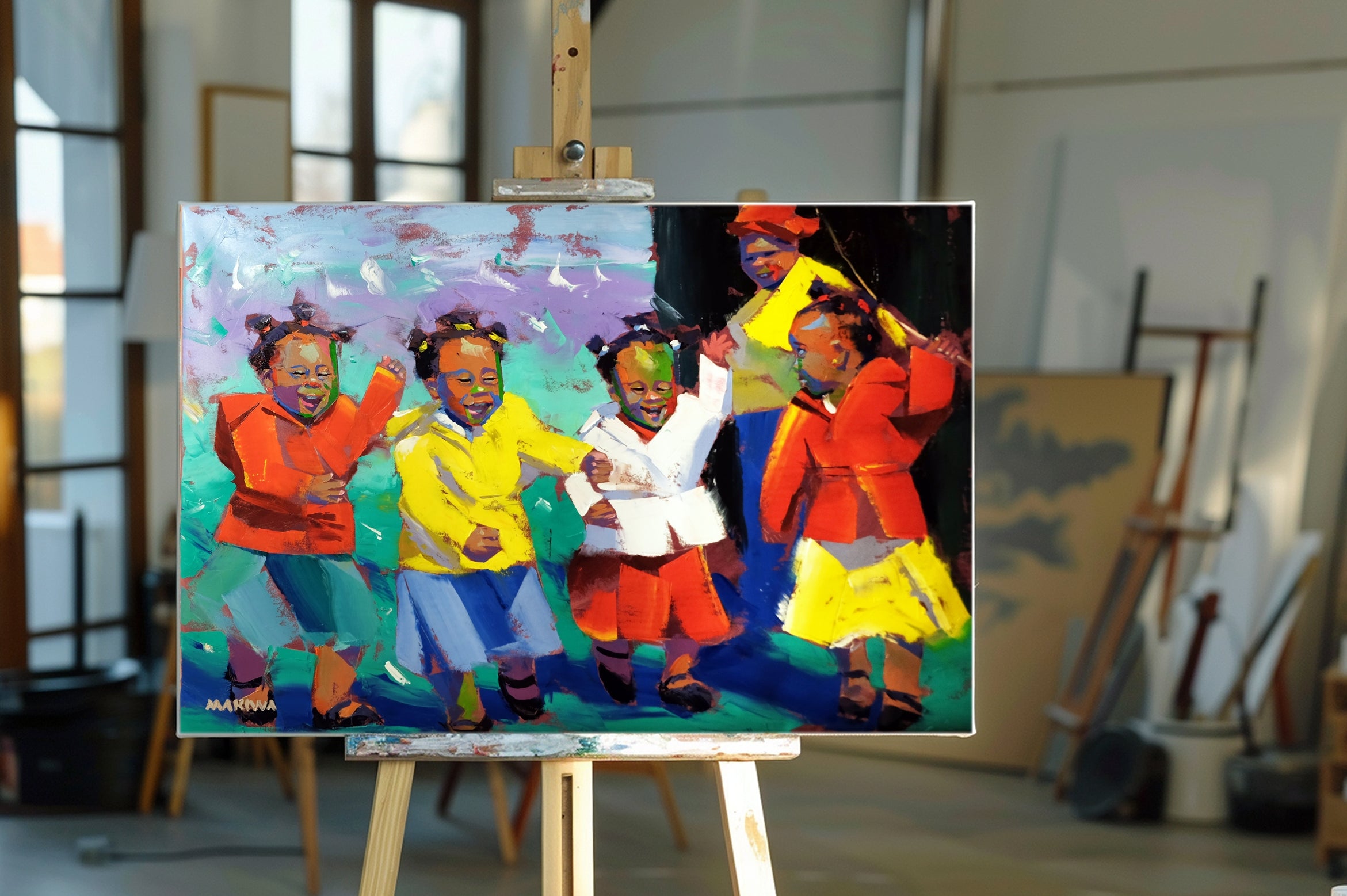 Four Little Friends 120x80cm Oil on Canvas