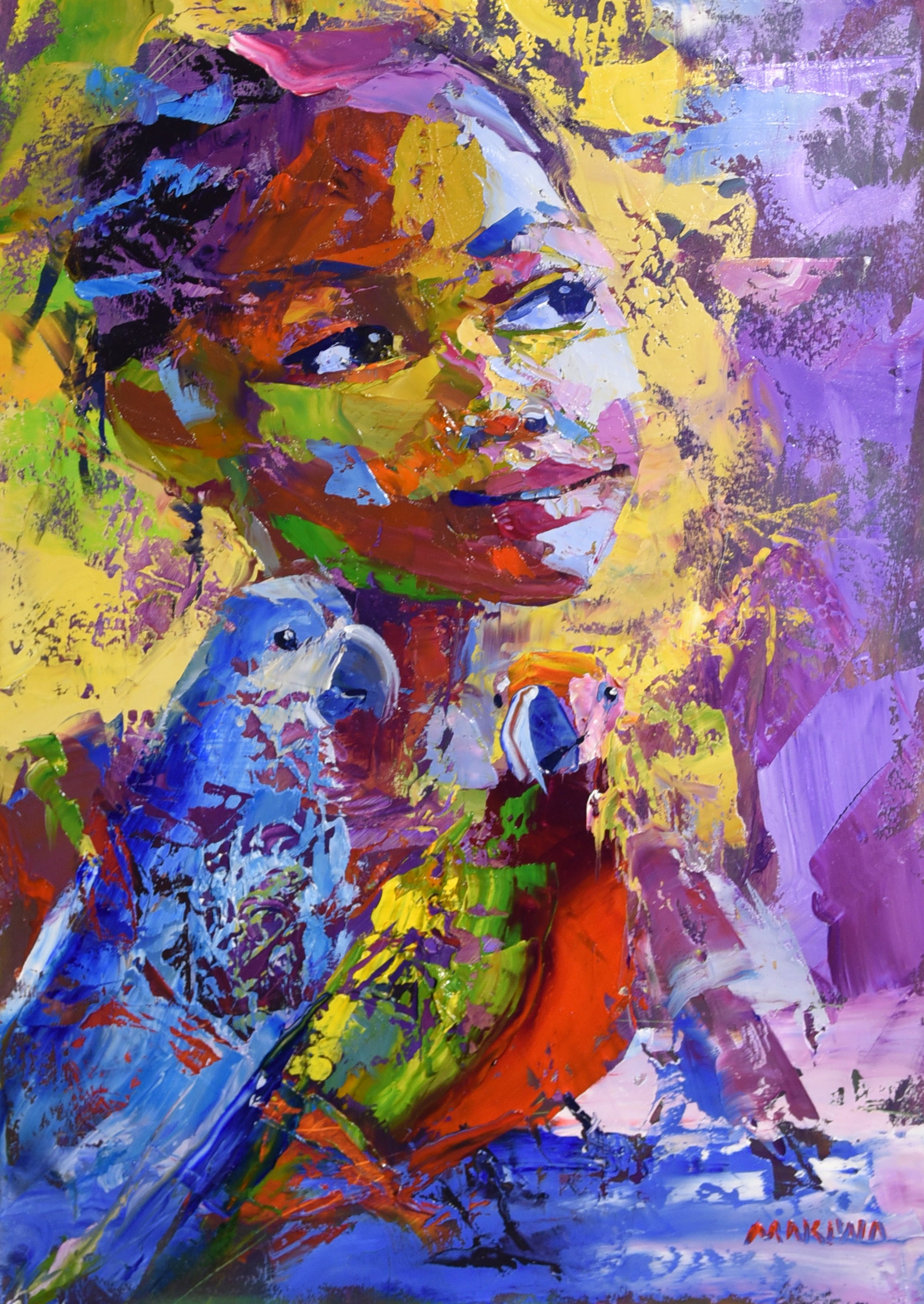 Feathered Friends 55x39cm Oil On Canvas