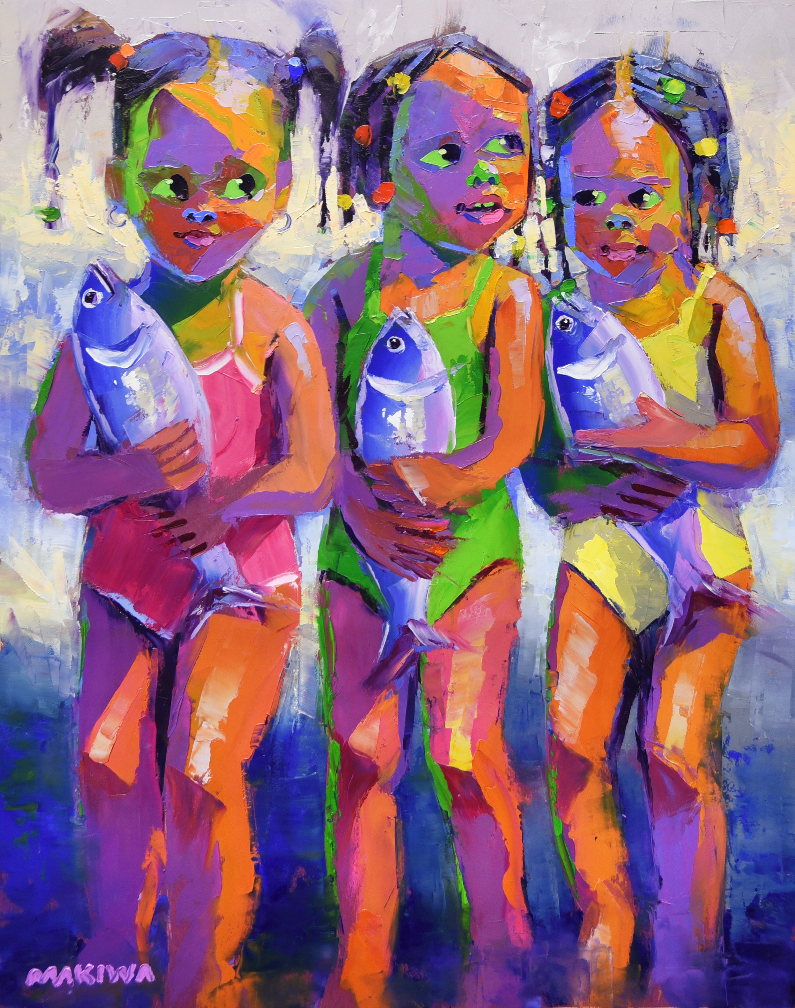 Fishergirl Friends 71x56cm Oil On Canvas
