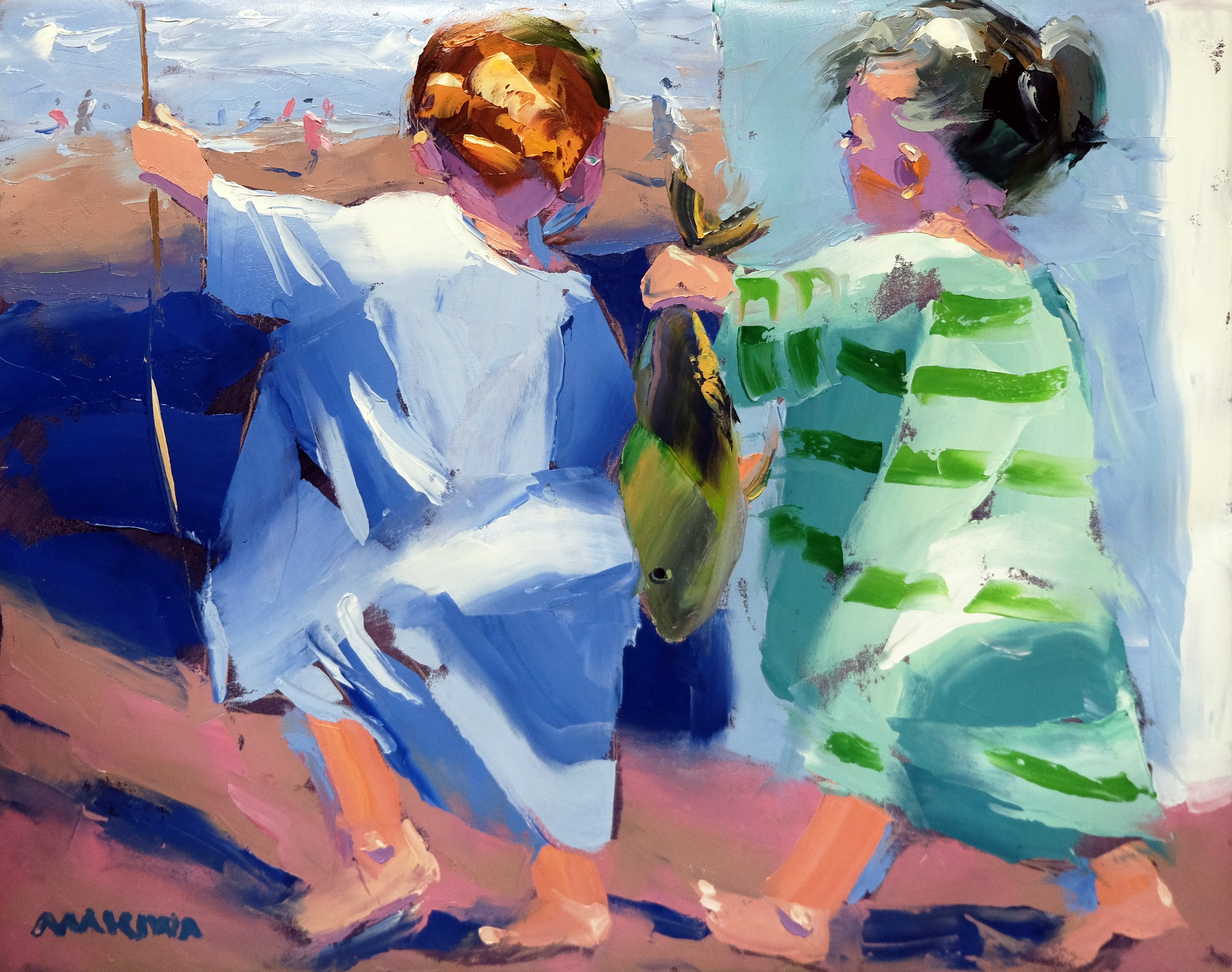 Fishing 56x71cm Oil On Canvas