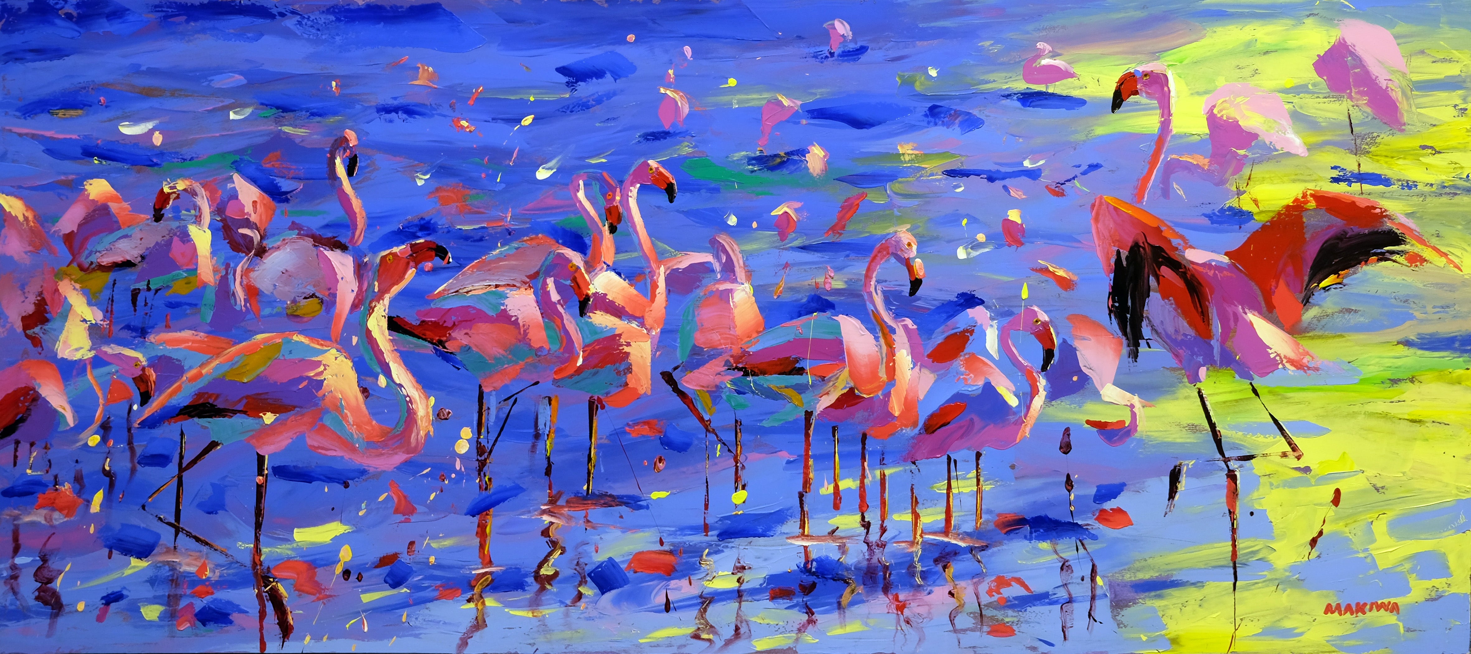 Flamingos 180x80cm Acrylic on Canvas