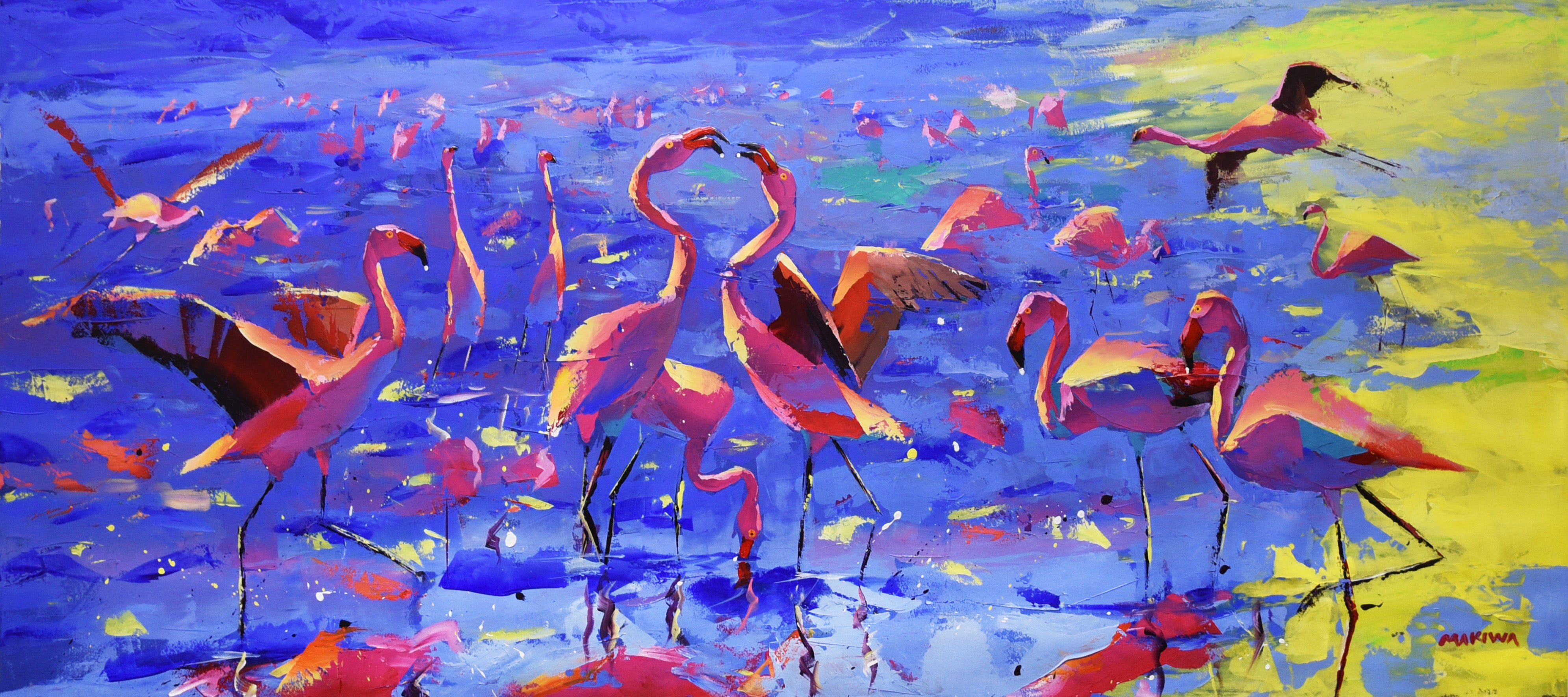 Flamingos 80x180cm Acrylic on Canvas