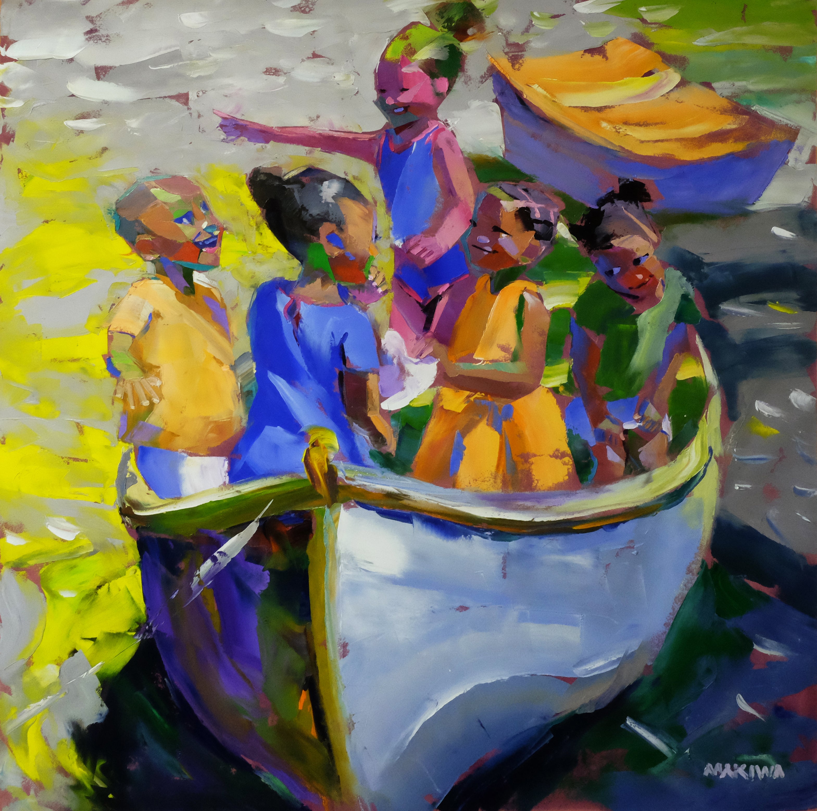 Fun Boat 120x120cm Oil on Canvas