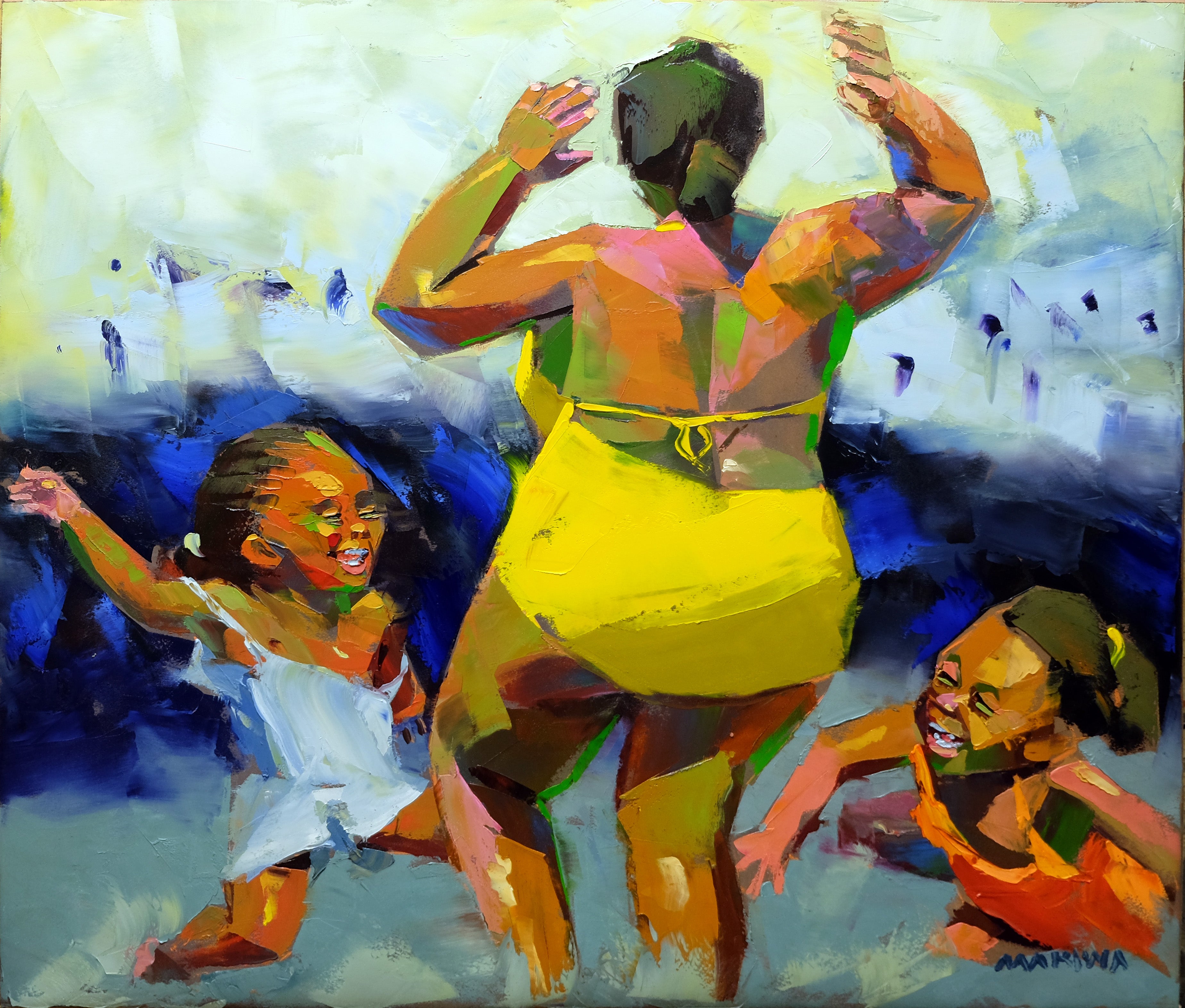 Fun with Mummy 68x80cm Oil on Canvas