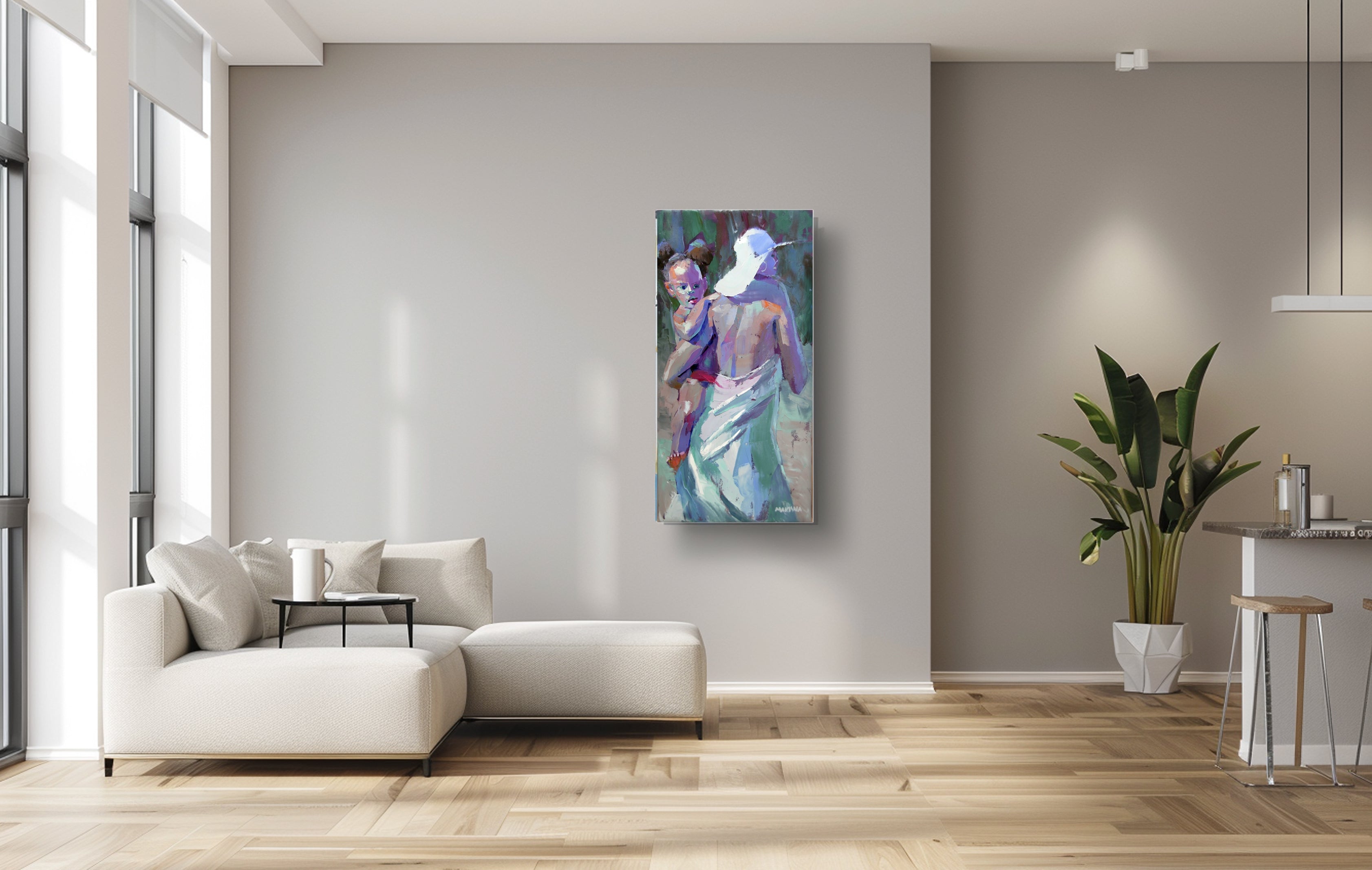 Mother and Child 120x60cm Oil on Canvas