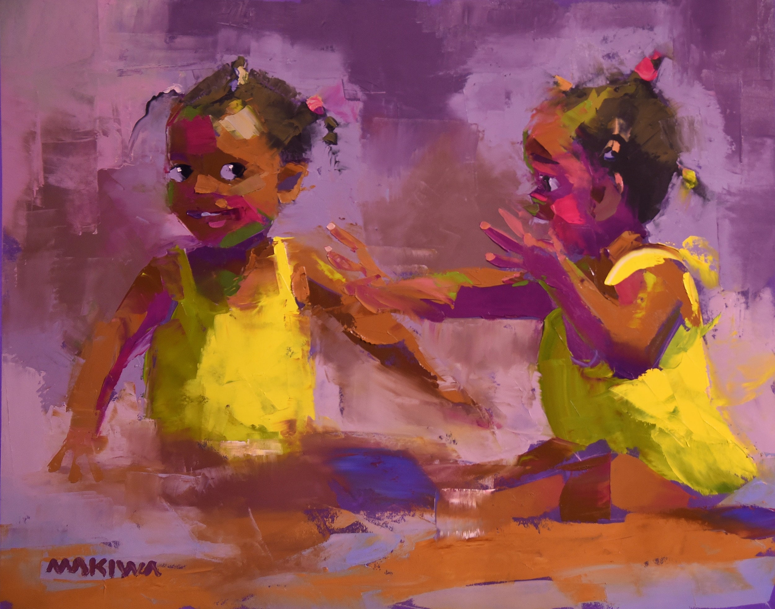 Games in the Sand 56x71cm Oil On Canvas