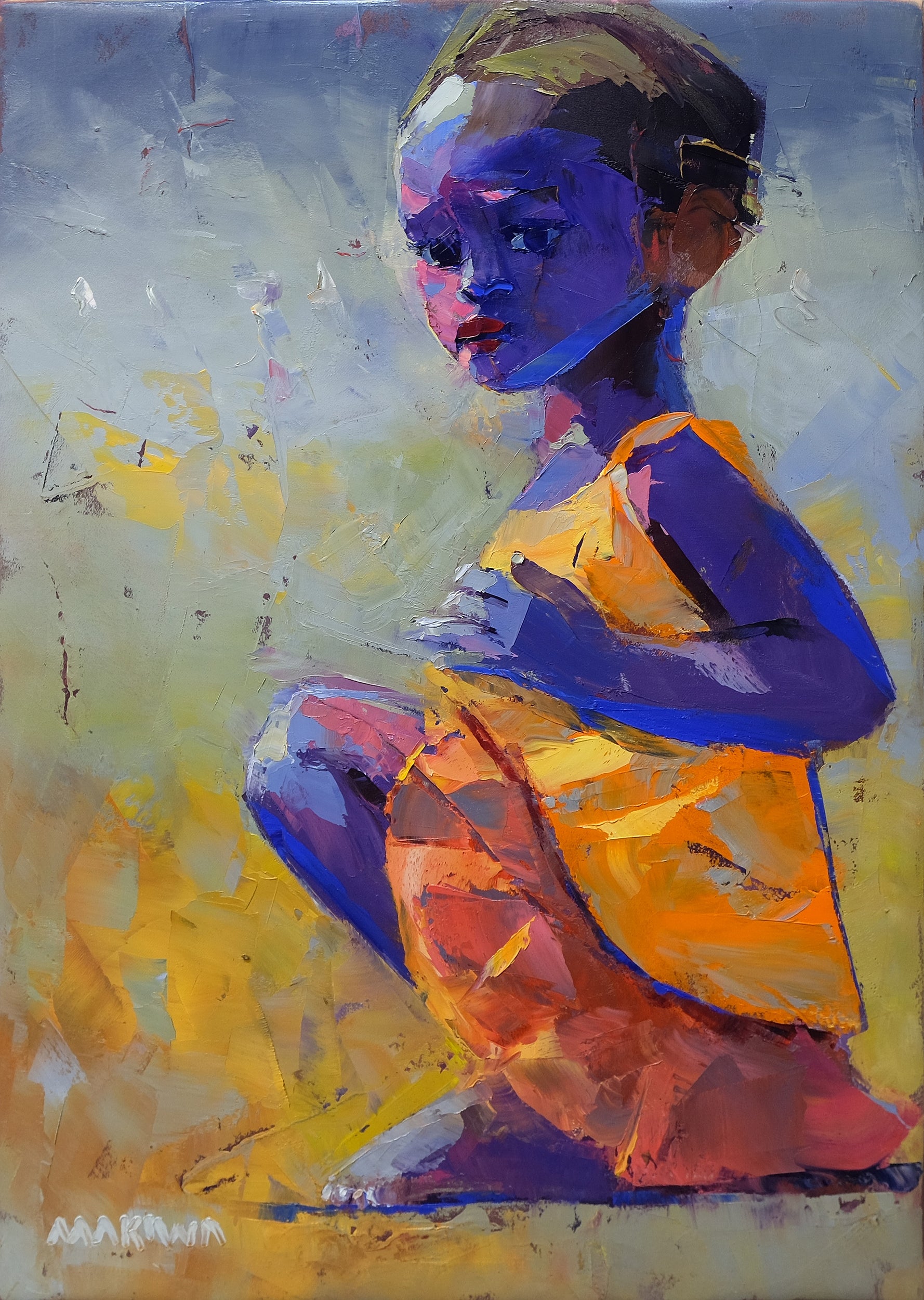Girl in Orange 55x39cm Oil on Canvas