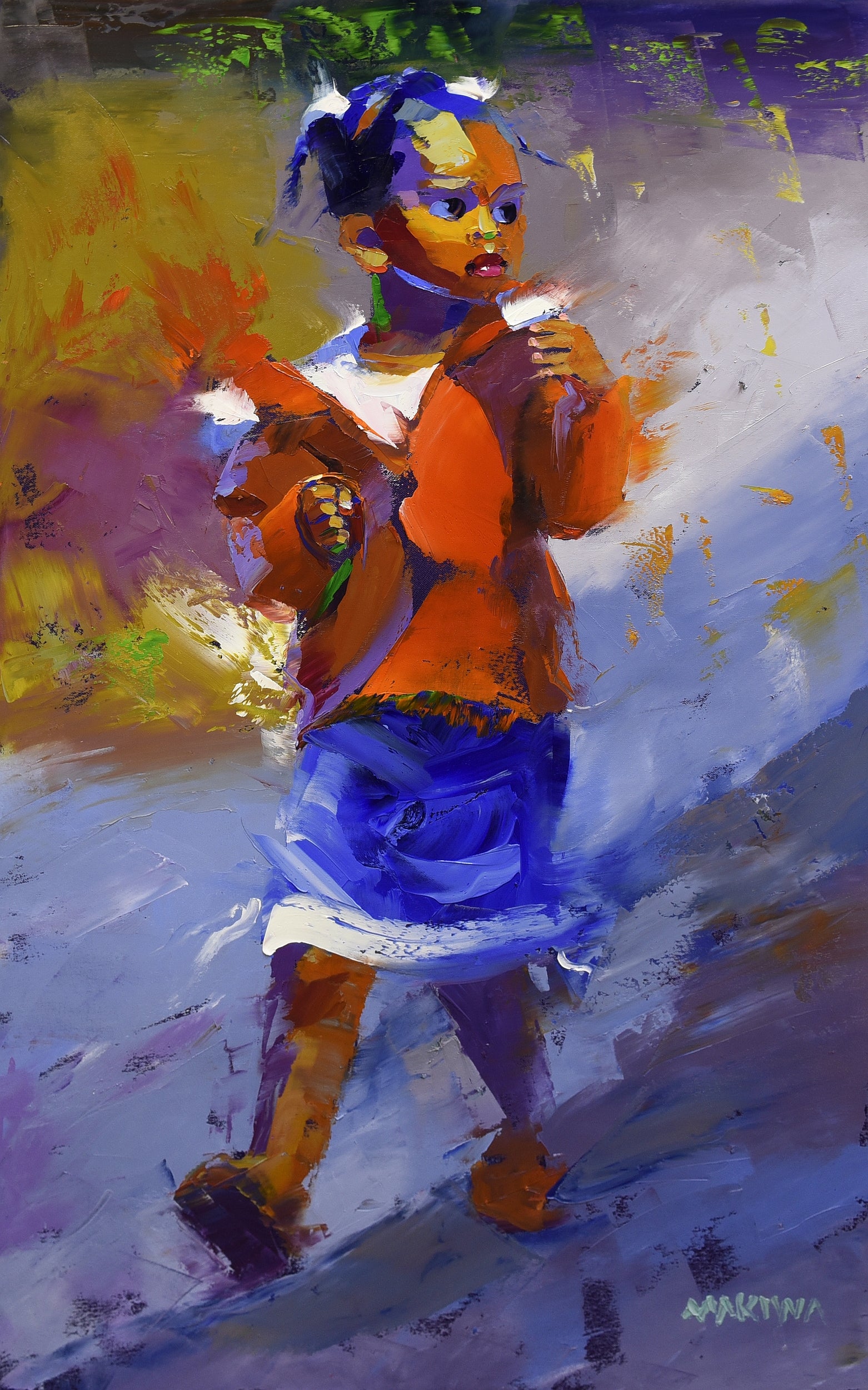 Girl in Red Jacket 71x45cm Oil on Canvas