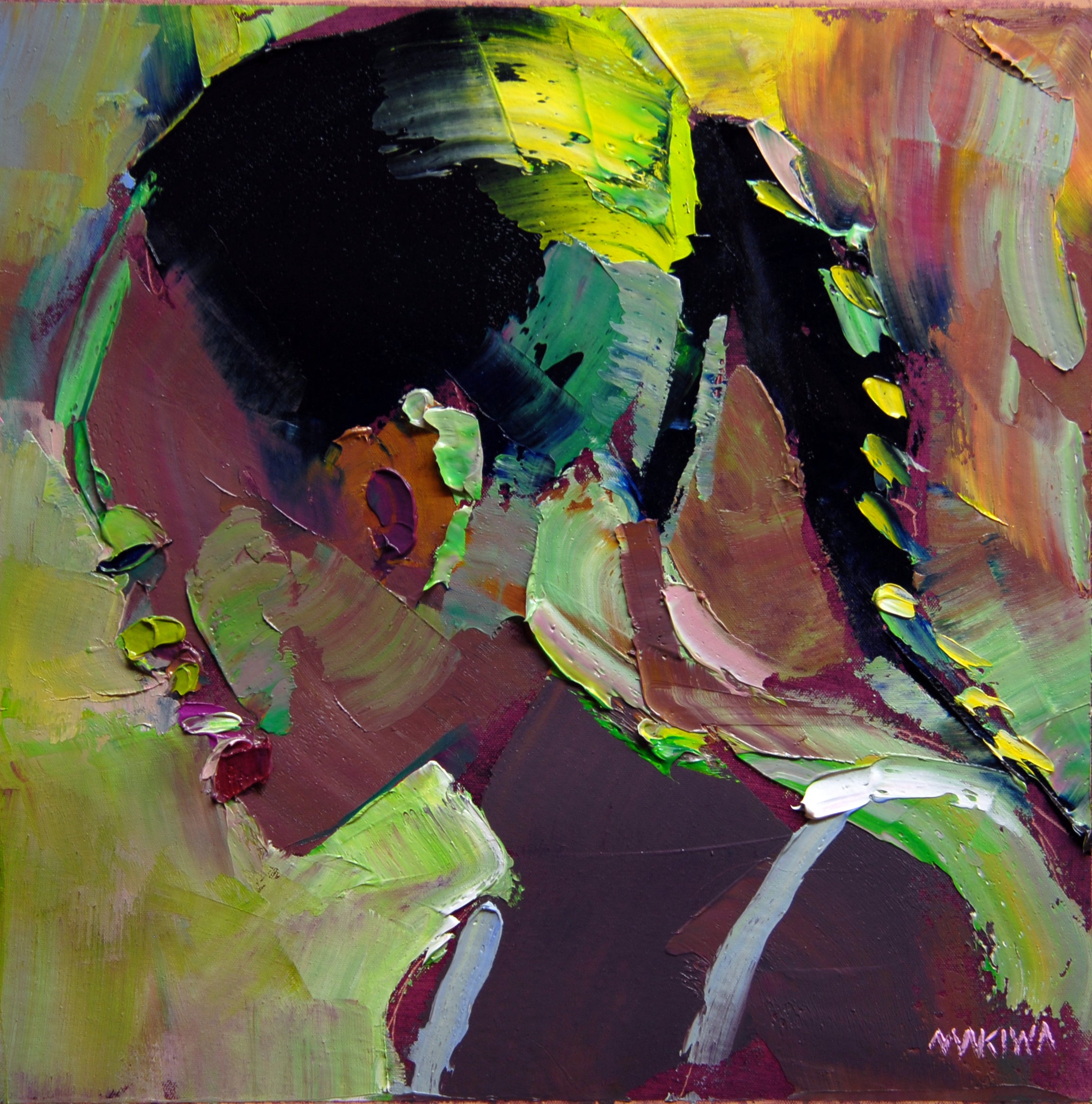 Girl with a Ponytail 20x20cm Oil on Canvas