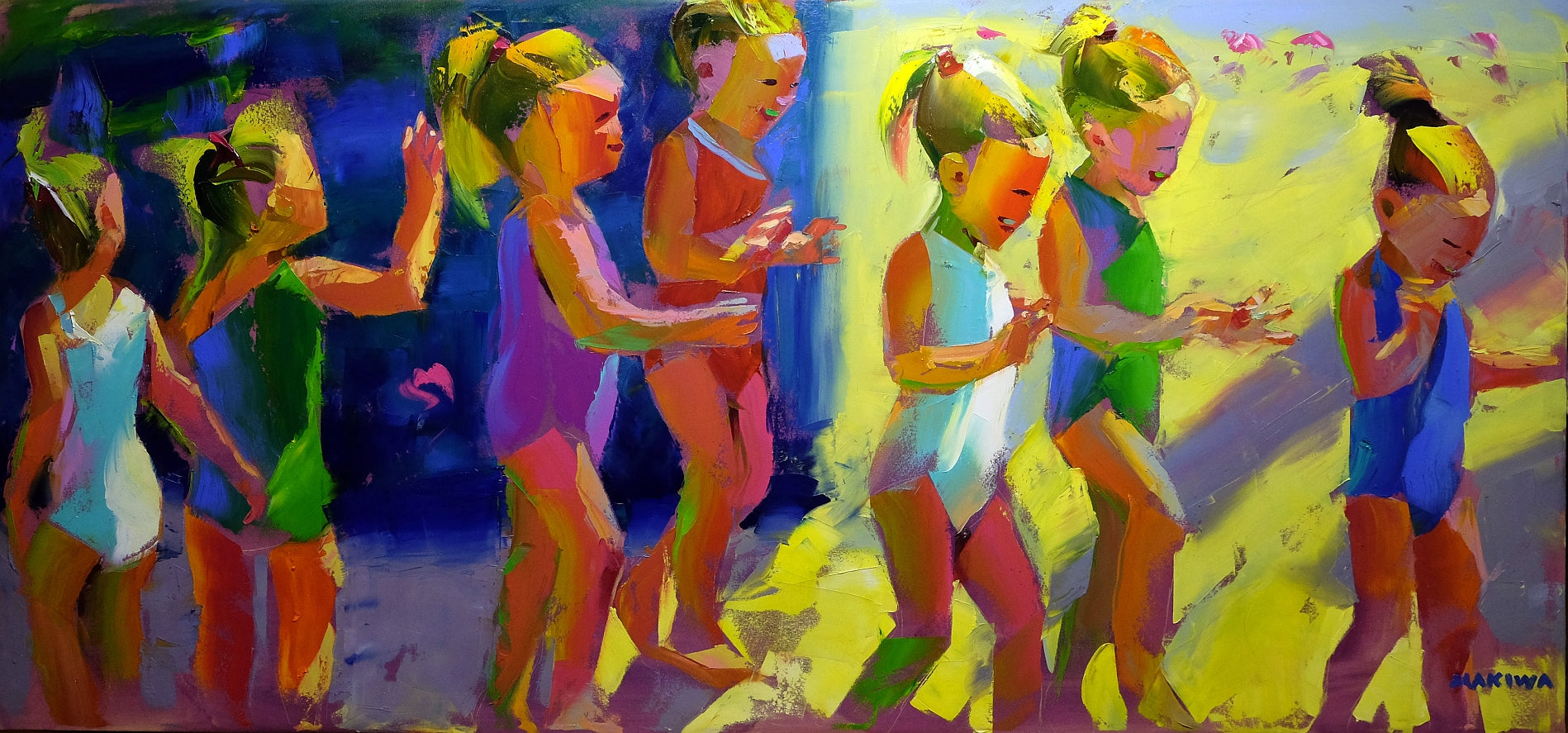 Going for a Swim 80x170cm Oil on Canvas