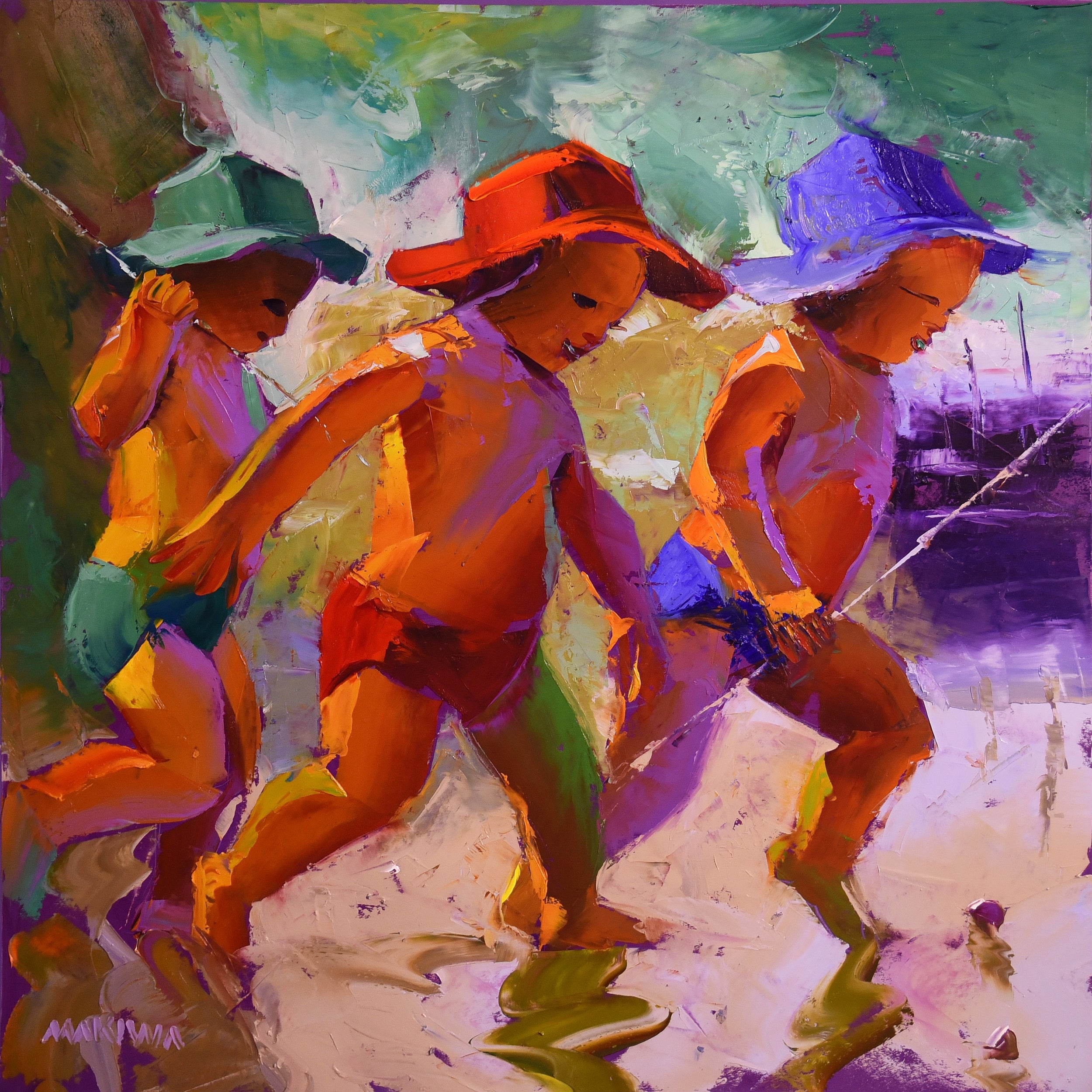 Gone Fishing 80x80cm Oil on Canvas