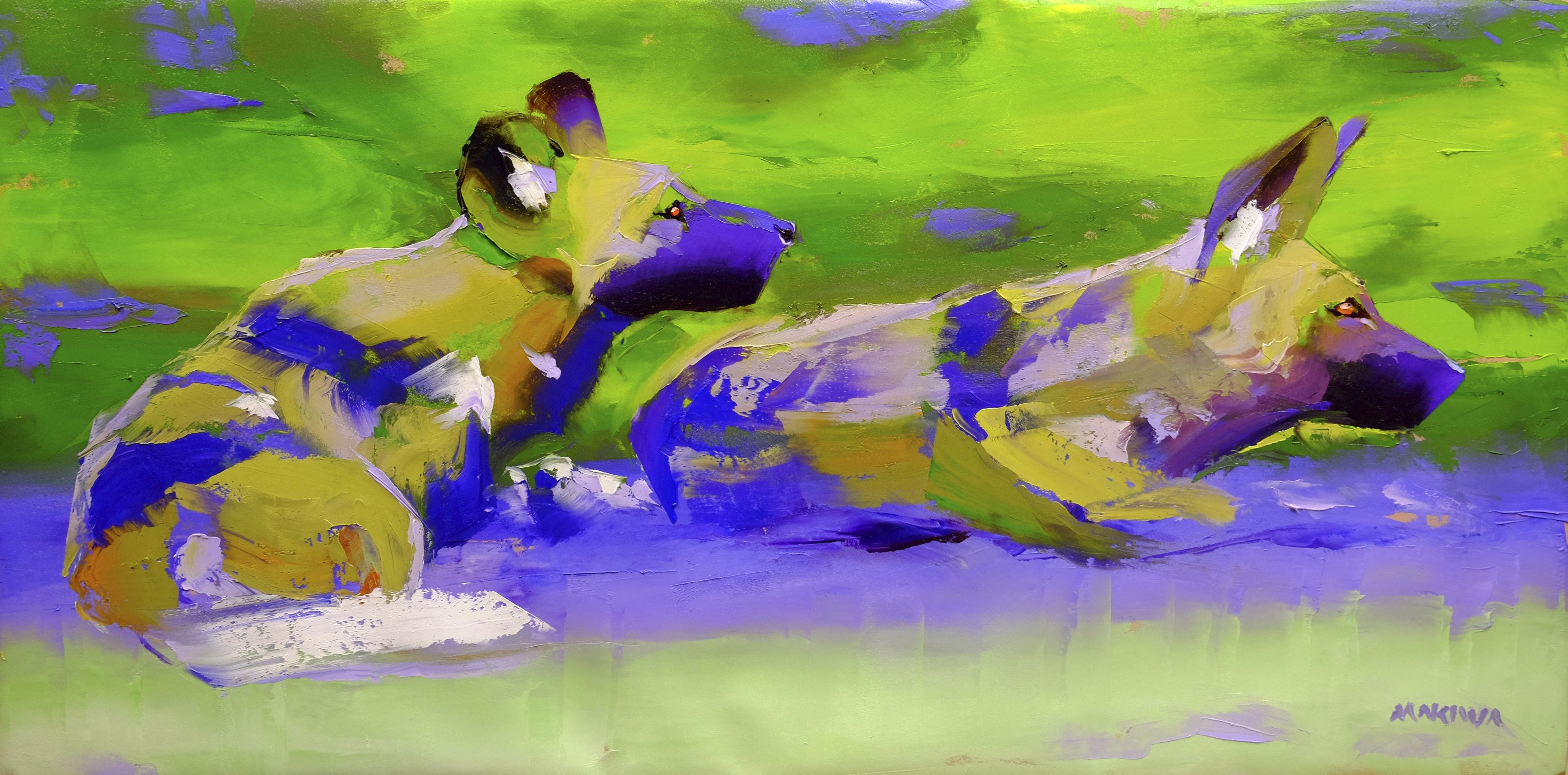 Greens 60x120cm Oil on Canvas