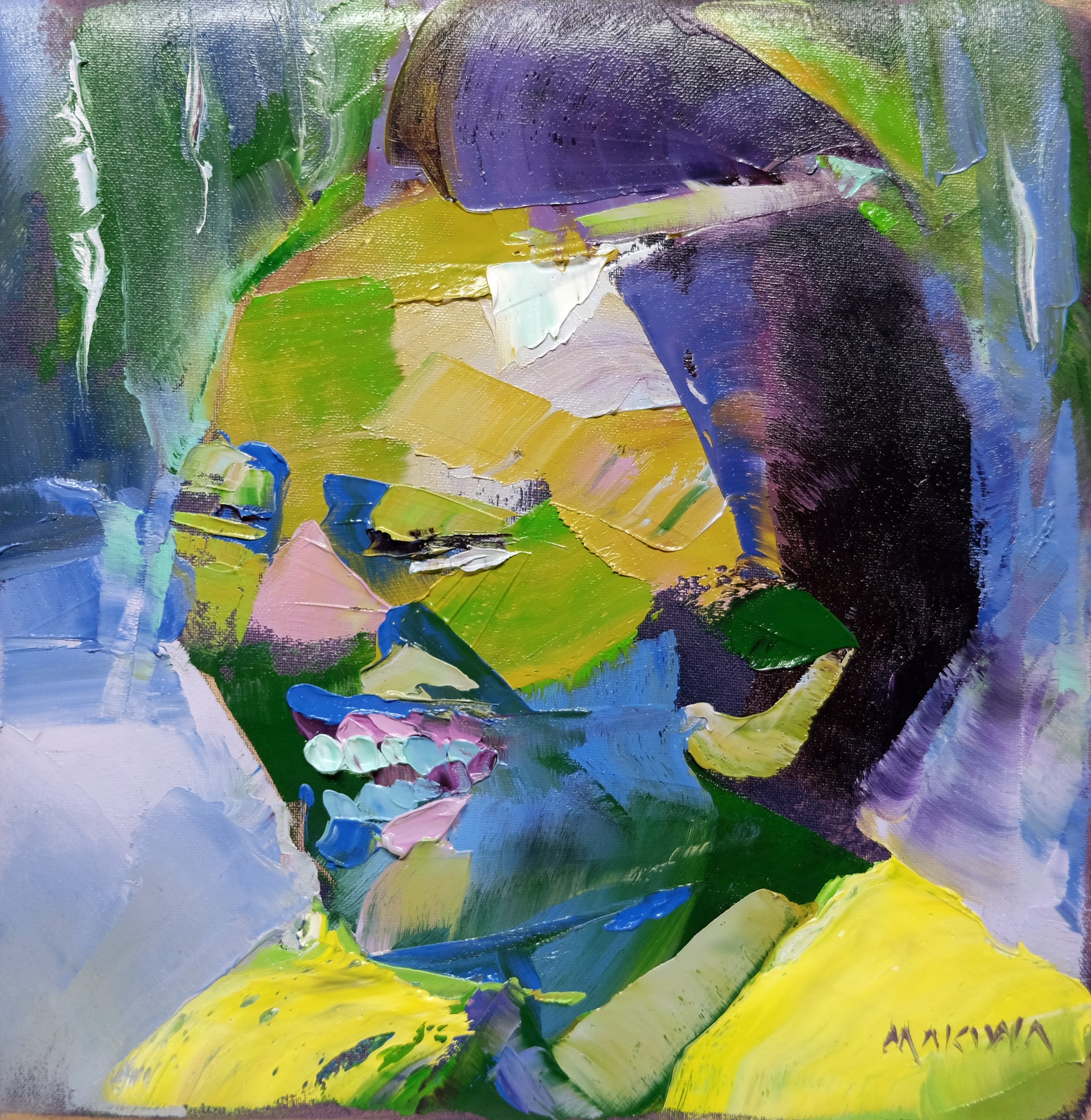 Greens 25x25cm Oil On Canvas