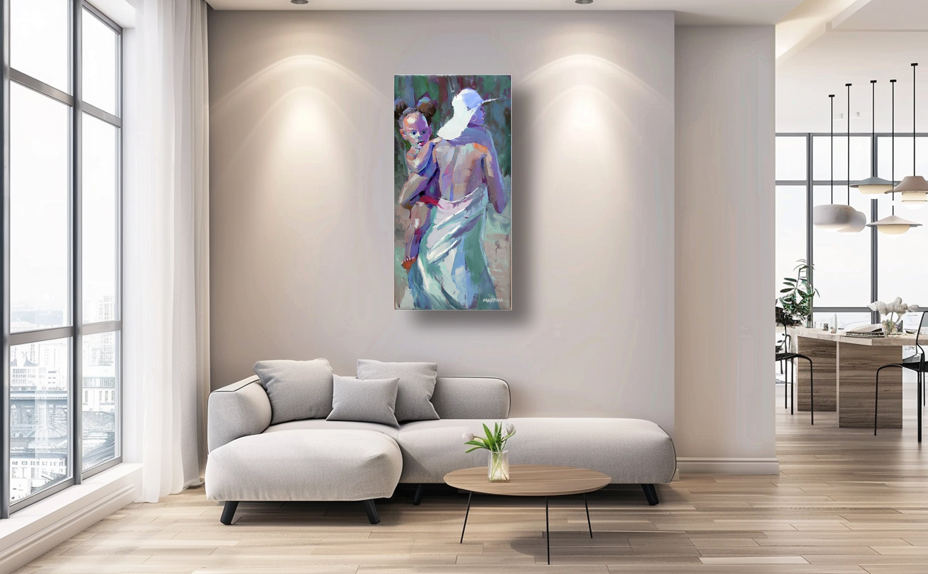 Mother and Child 120x60cm Oil on Canvas