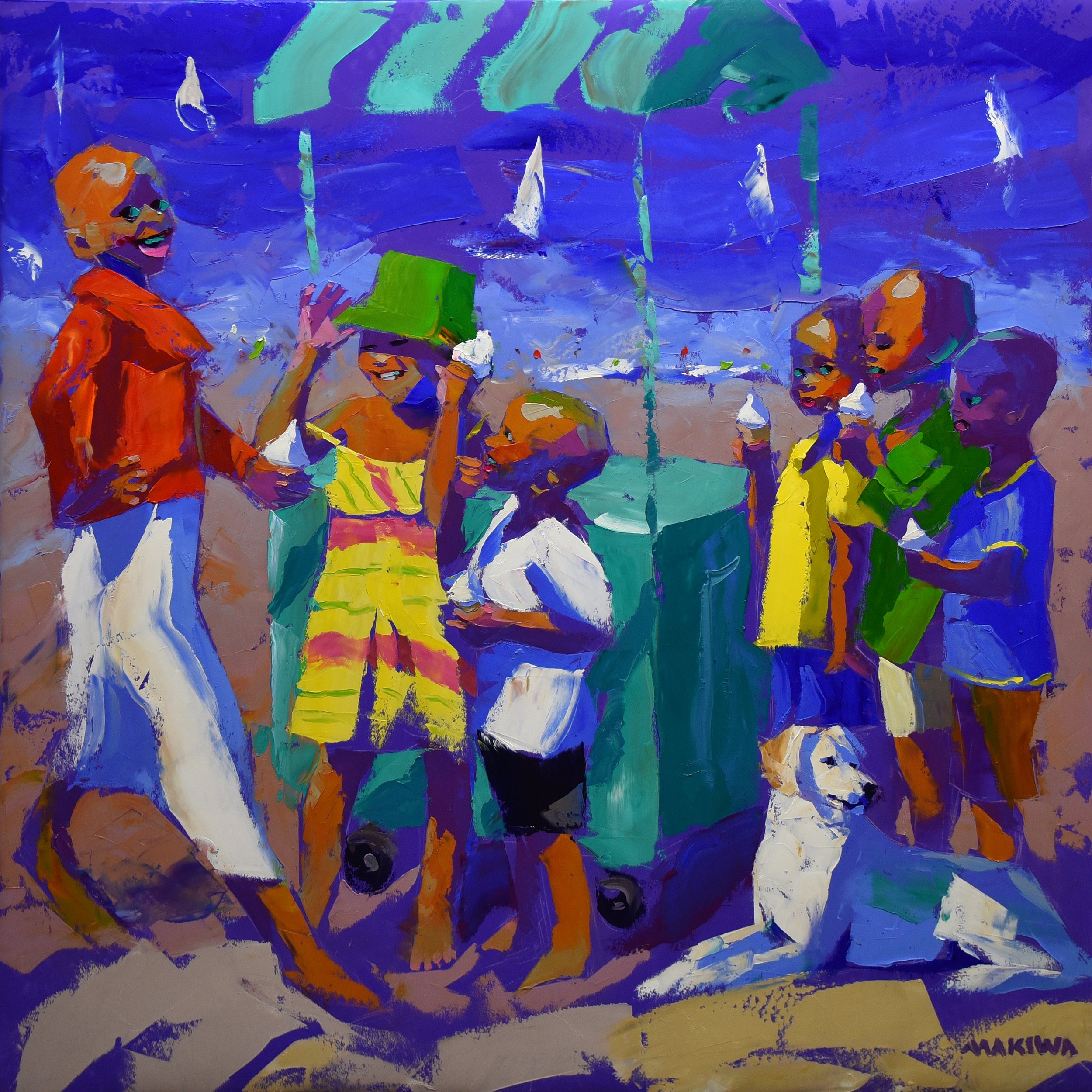 Ice Cream by the Seaside 100x100cm Oil on Canvas