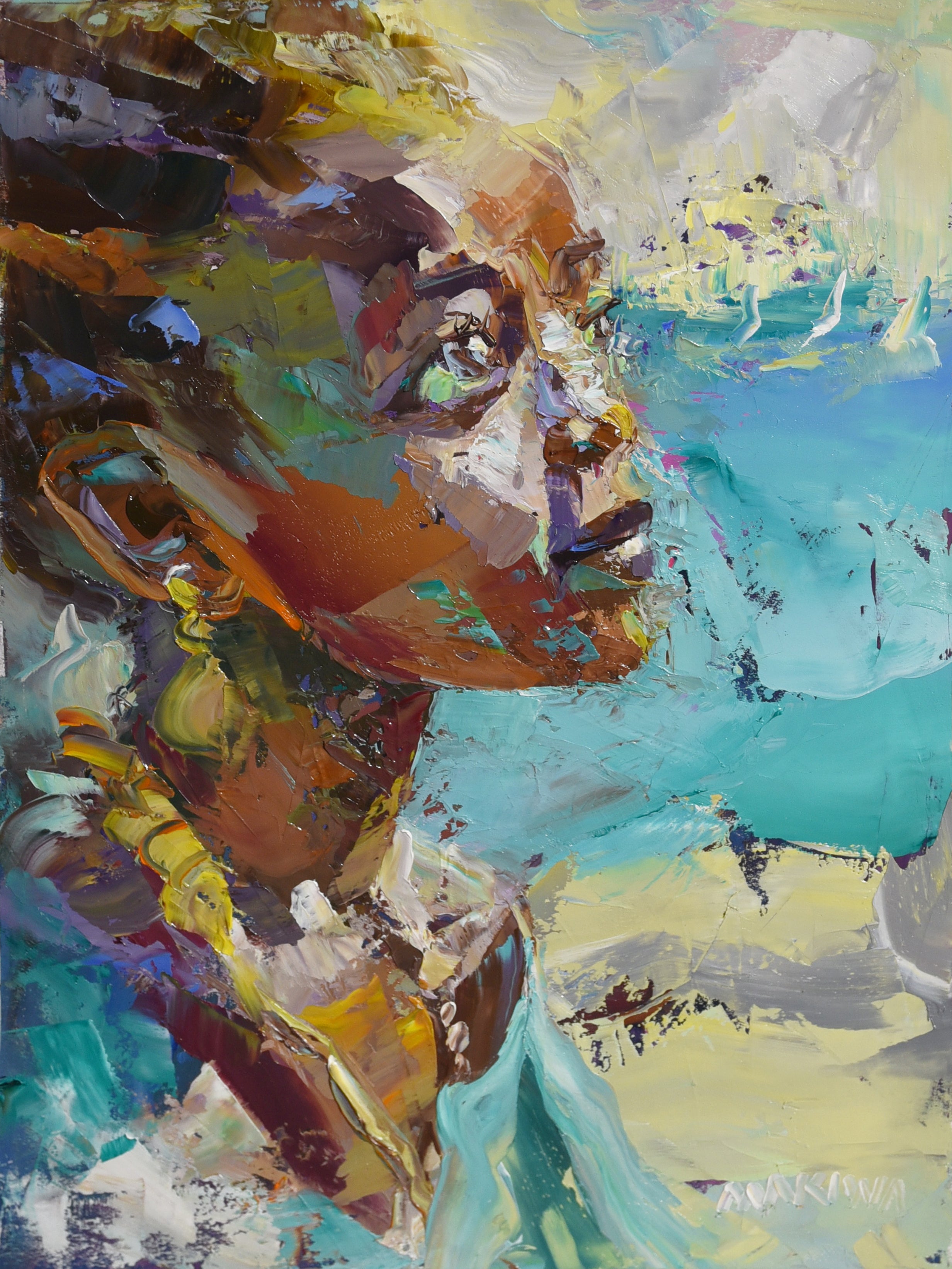 Listening to the Sea 40x30cm Oil On Canvas