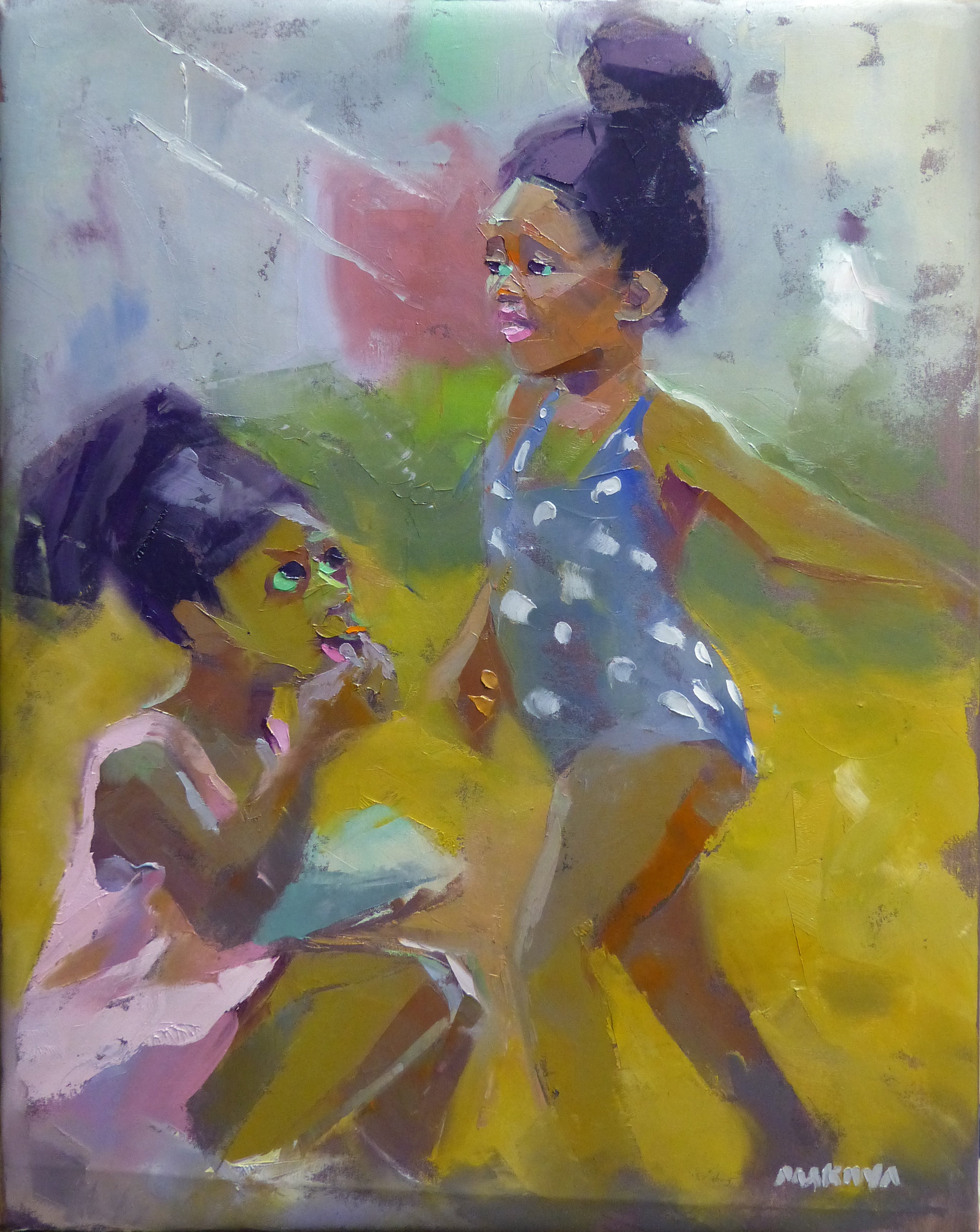 Little Girls 71x56cm Oil on Canvas