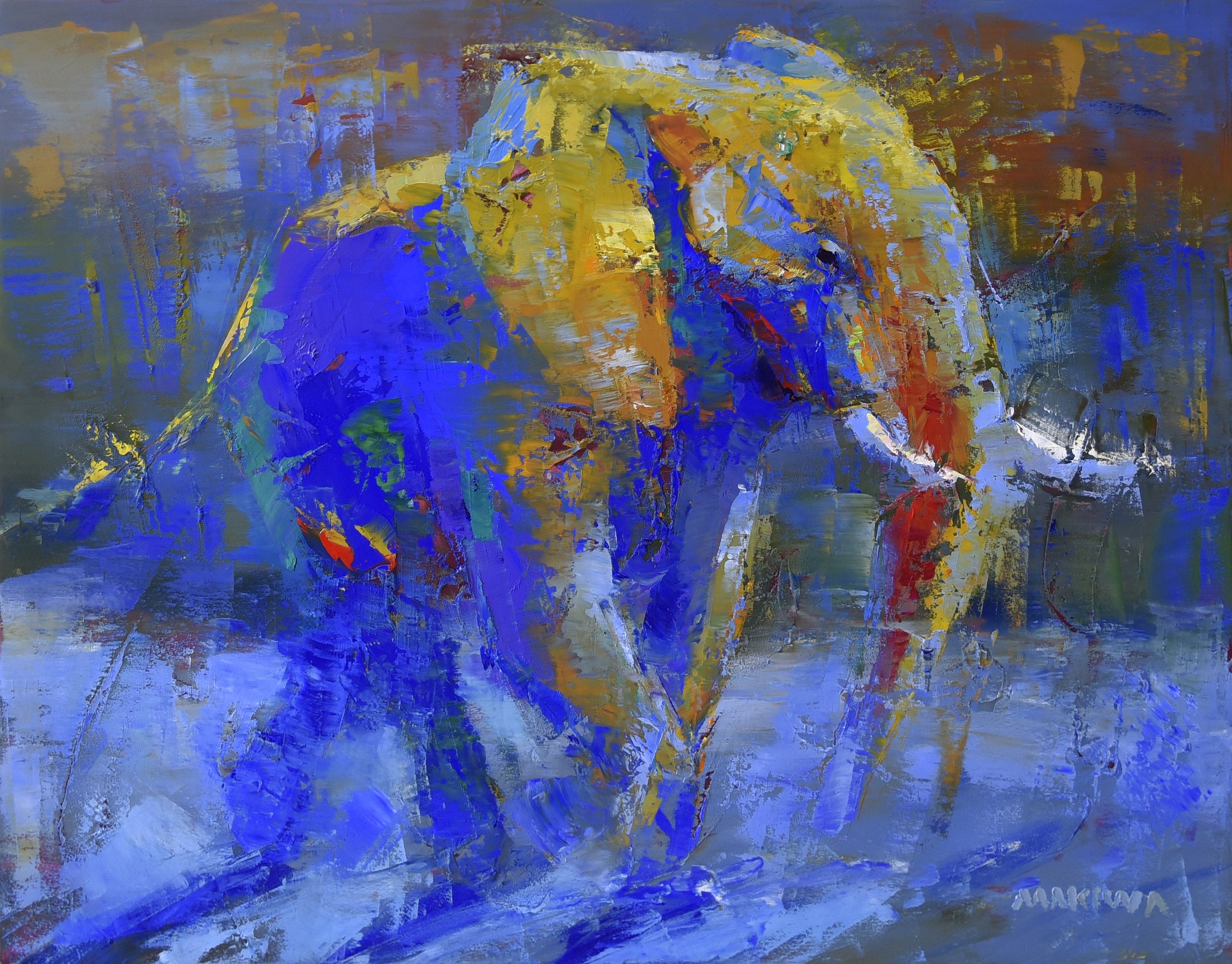 Lone Elephant 56x71cm Oil on Canvas