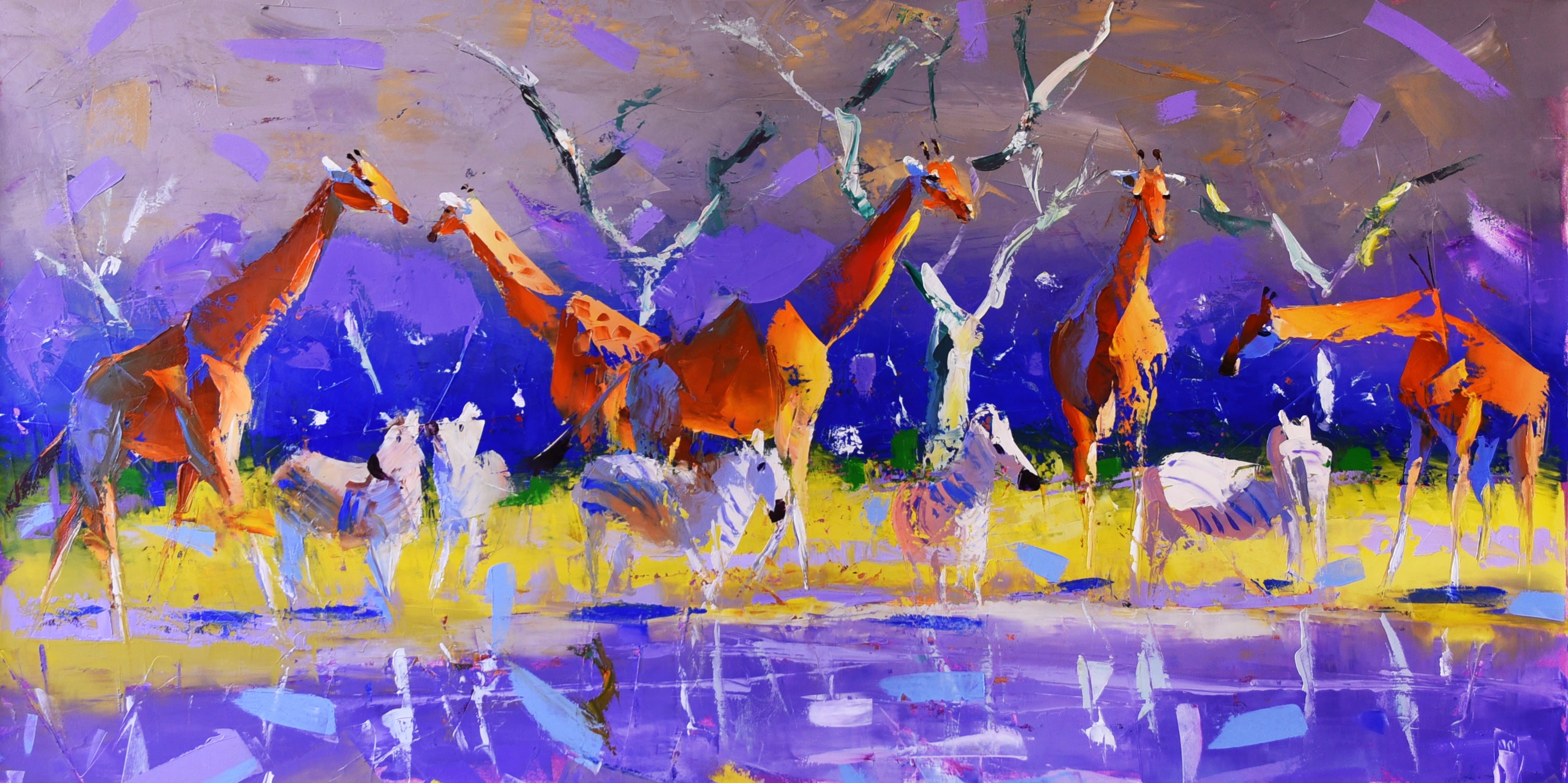 Mirror of the Plains 65x130cm Oil On Canvas