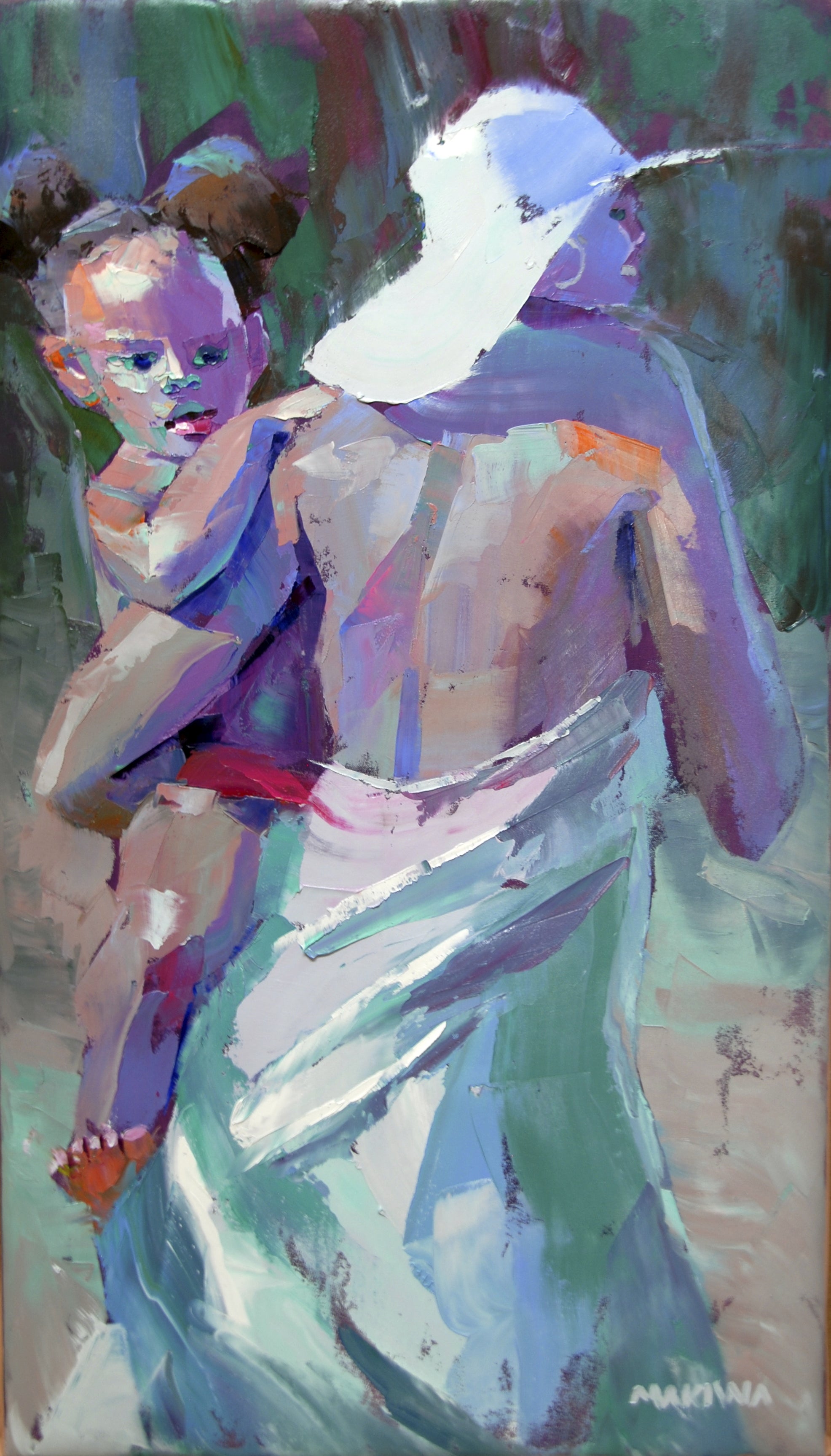 Mother and Child 120x60cm Oil on Canvas