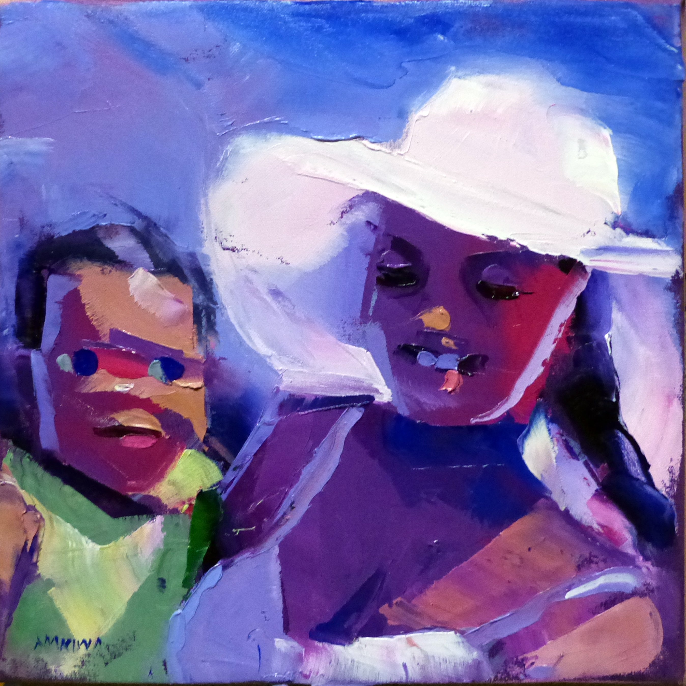 Mother and Child 25x25cm Oil On Canvas