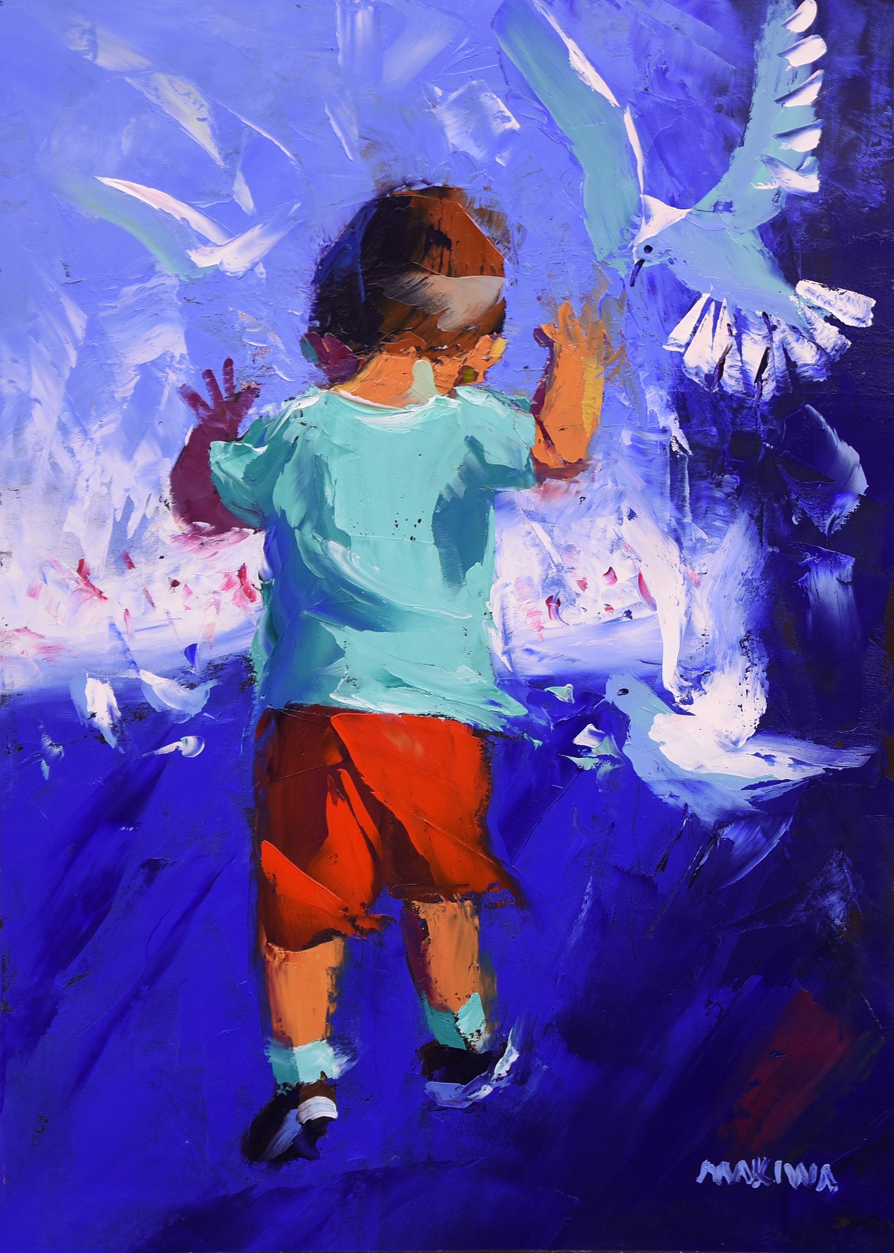 Off to Play 55x39cm Oil on Canvas