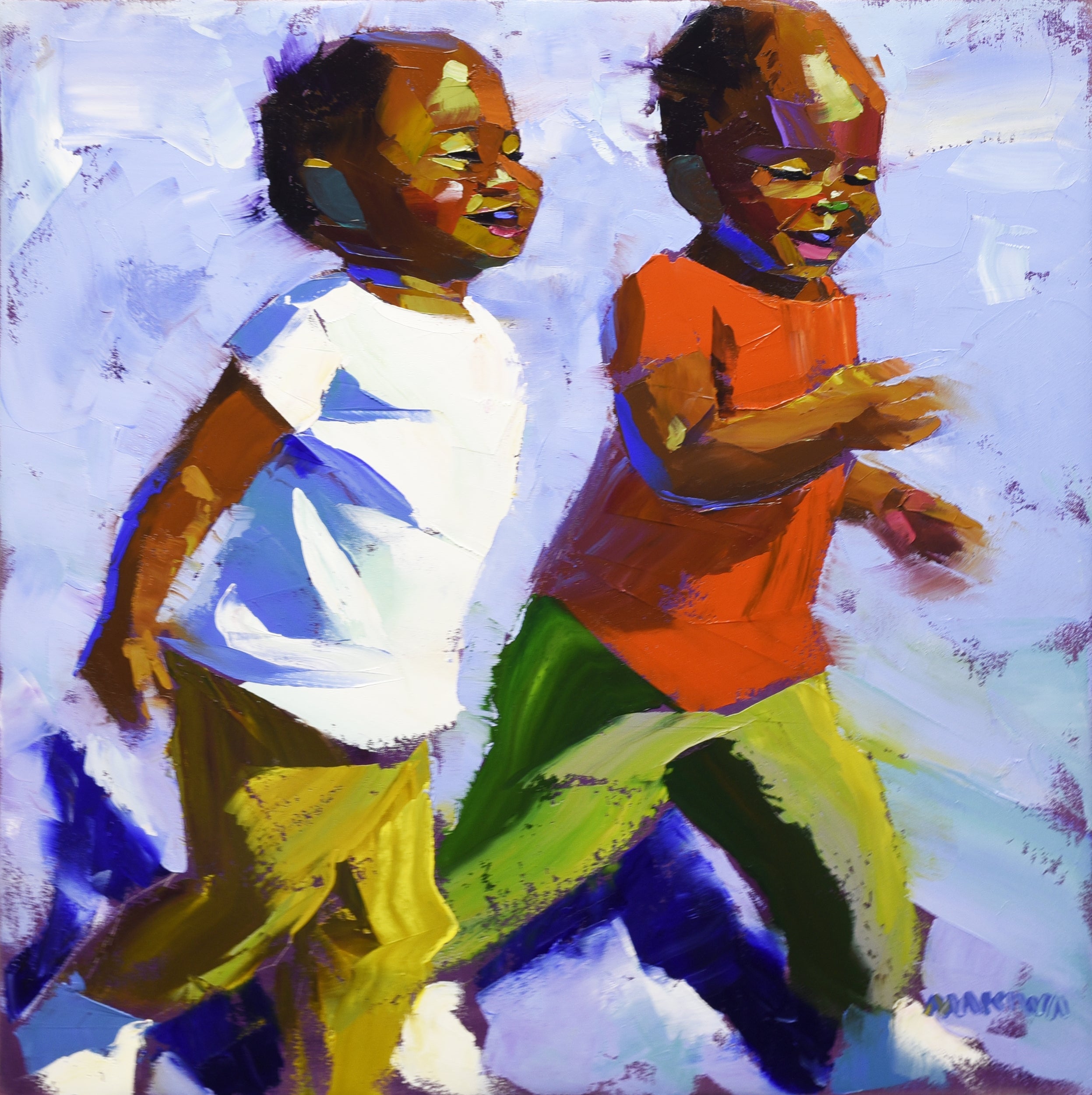 Off to Play 55x55cm Oil on Canvas