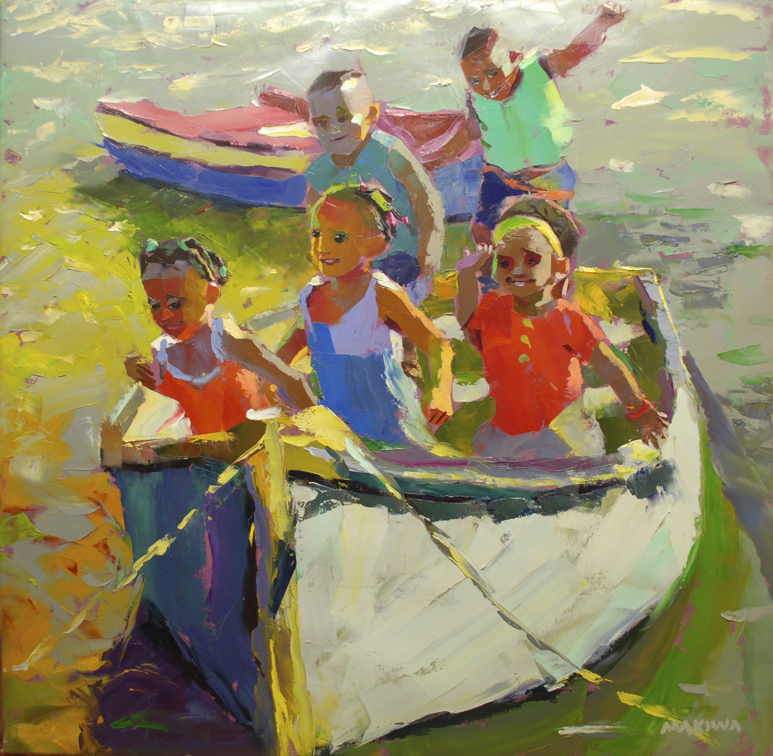 On the Boat to Nowhere 120x120cm Oil on Canvas