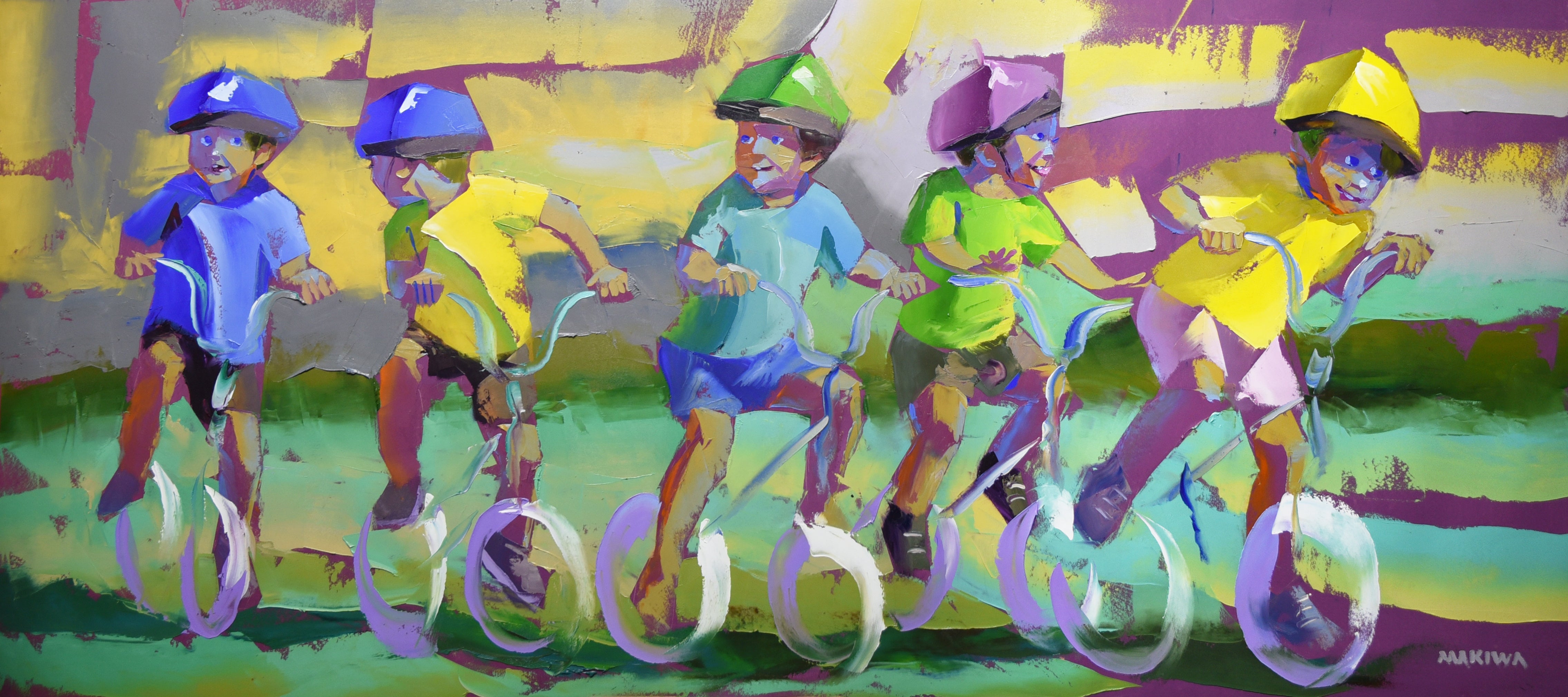 Pedal Parade 80x180cm Oil On Canvas