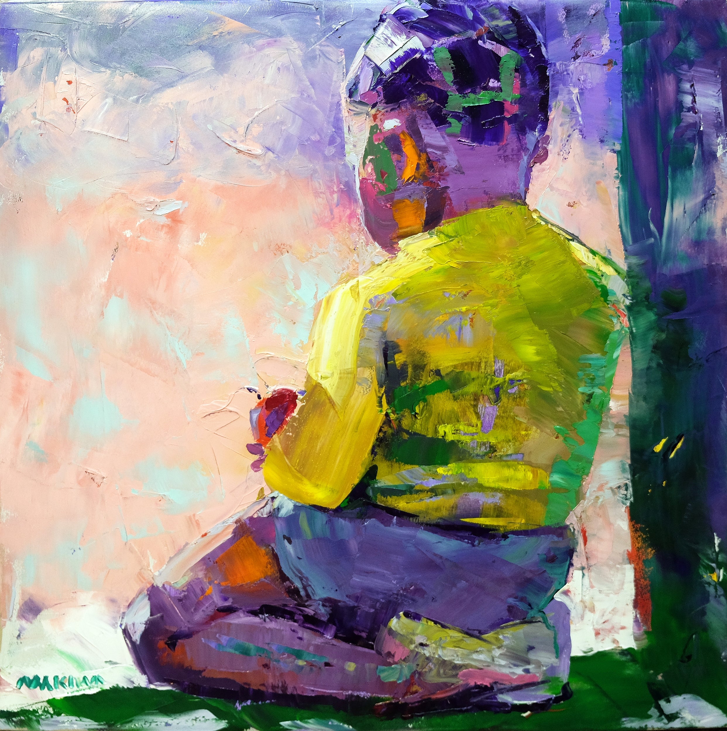 Pondering 55x55cm Oil on Canvas