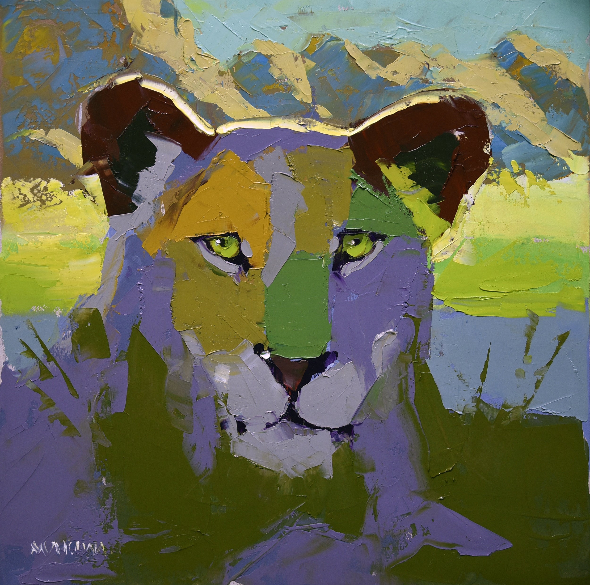 Portrait of a Lion 40x40cm Oil on Canvas