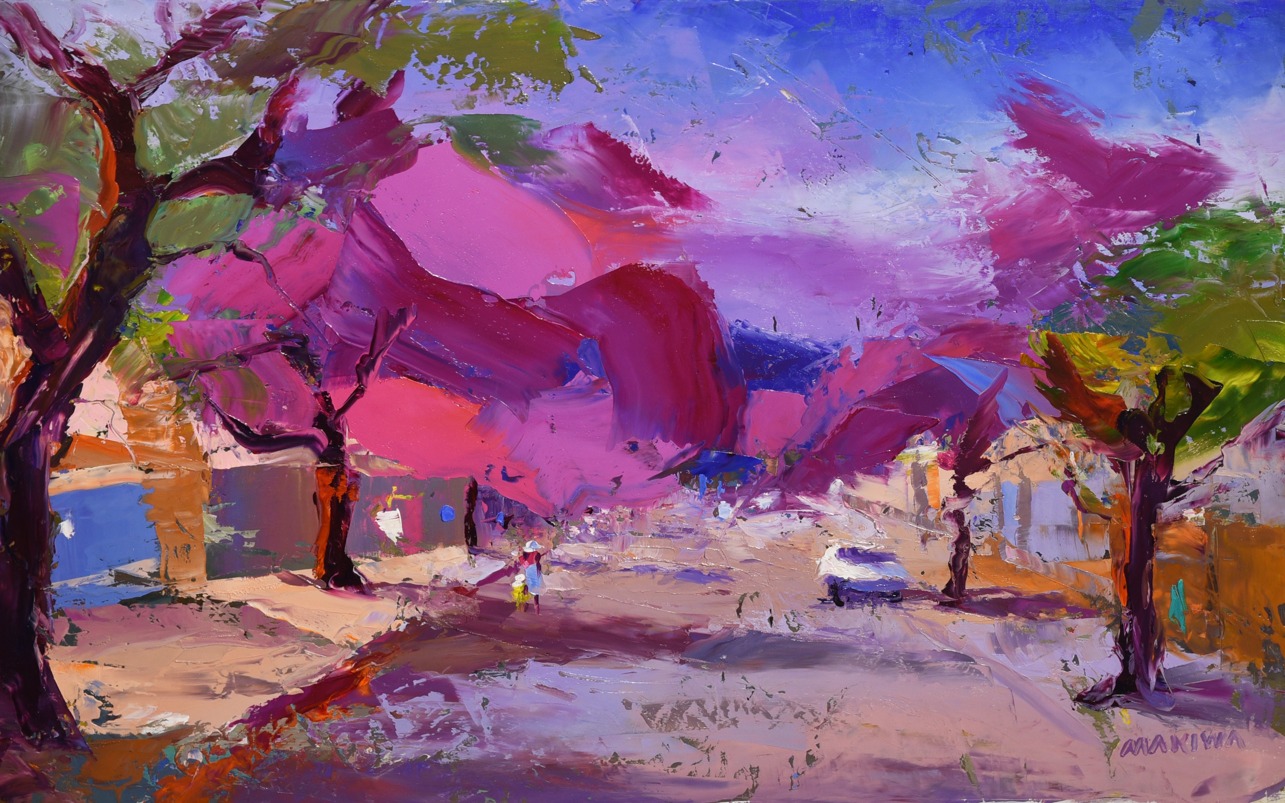 The Purple Road Home 50x80cm Oil On Canvas