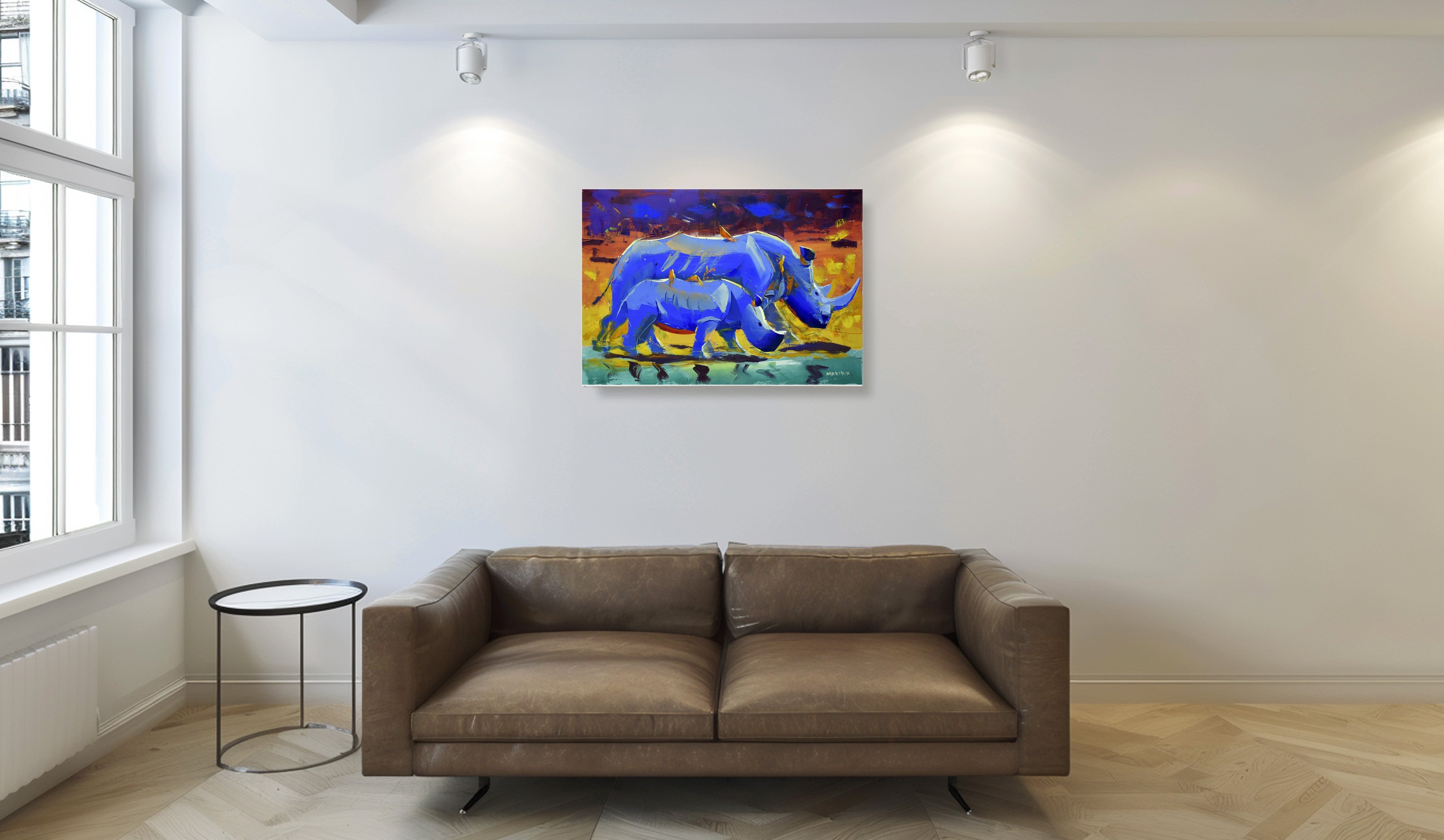 Mother and Calf 70x100cm Oil on Canvas