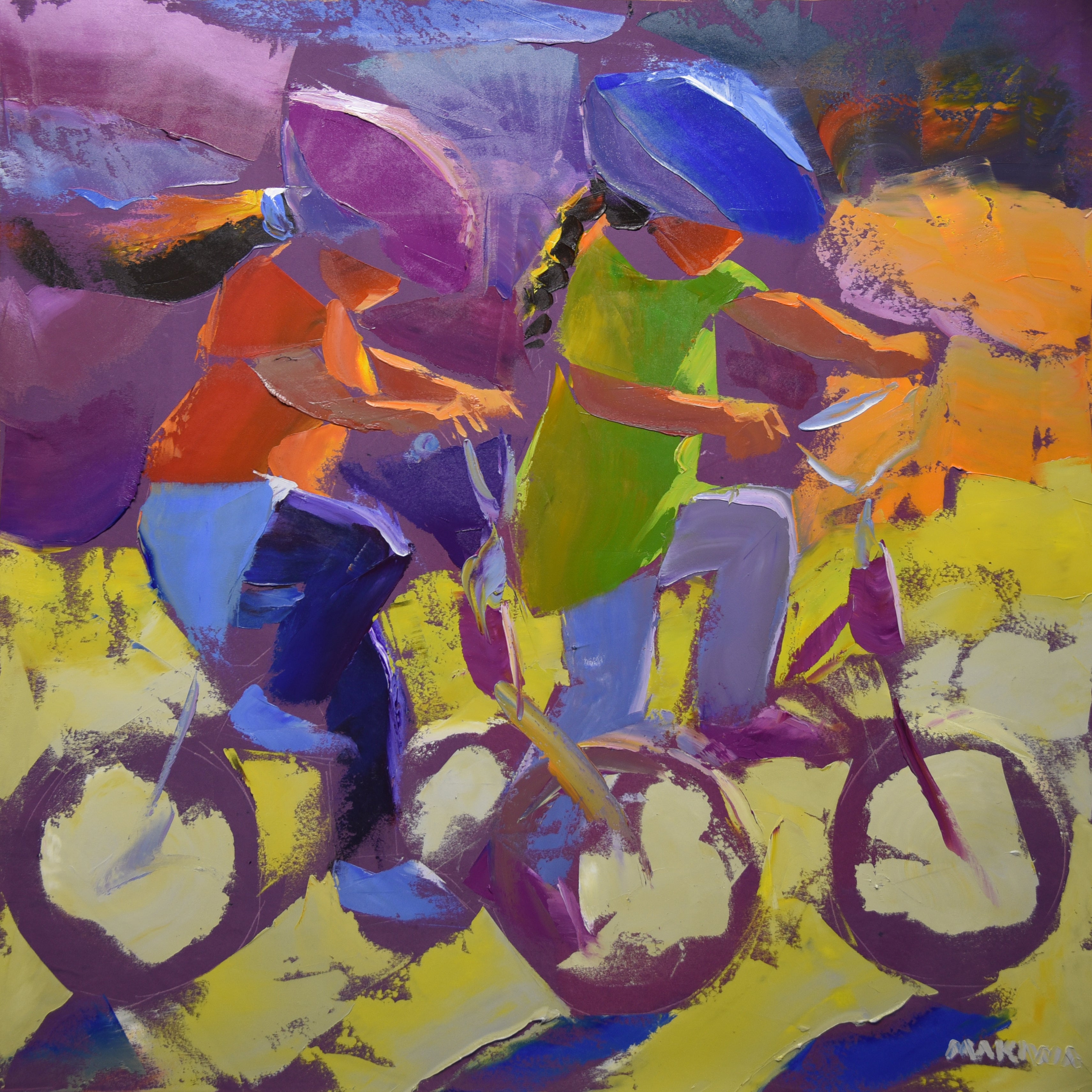 Racing Sunshine 80x80cm Oil on Canvas