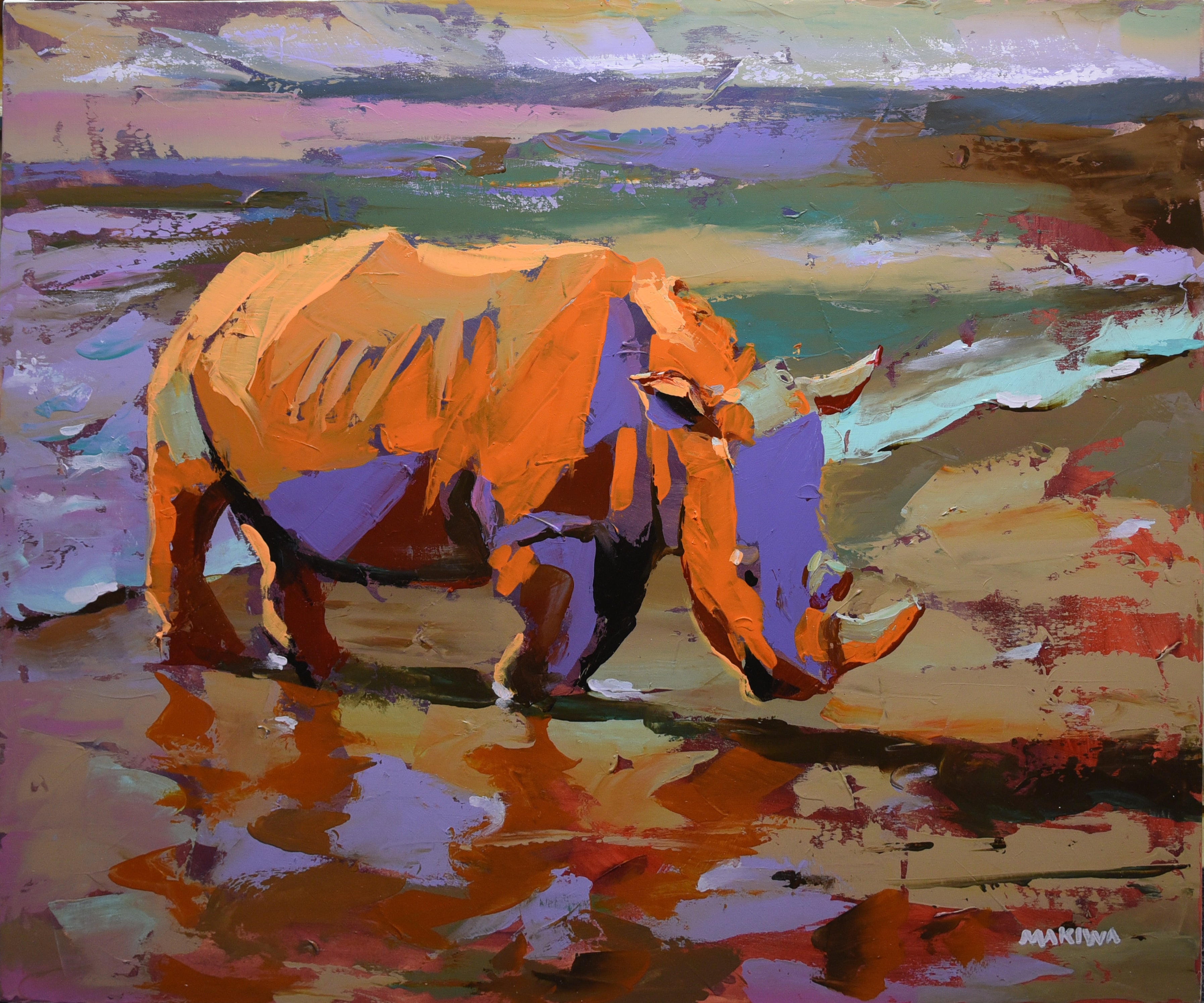 Rhino by the Sea 100x120cm Acrylic on Canvas