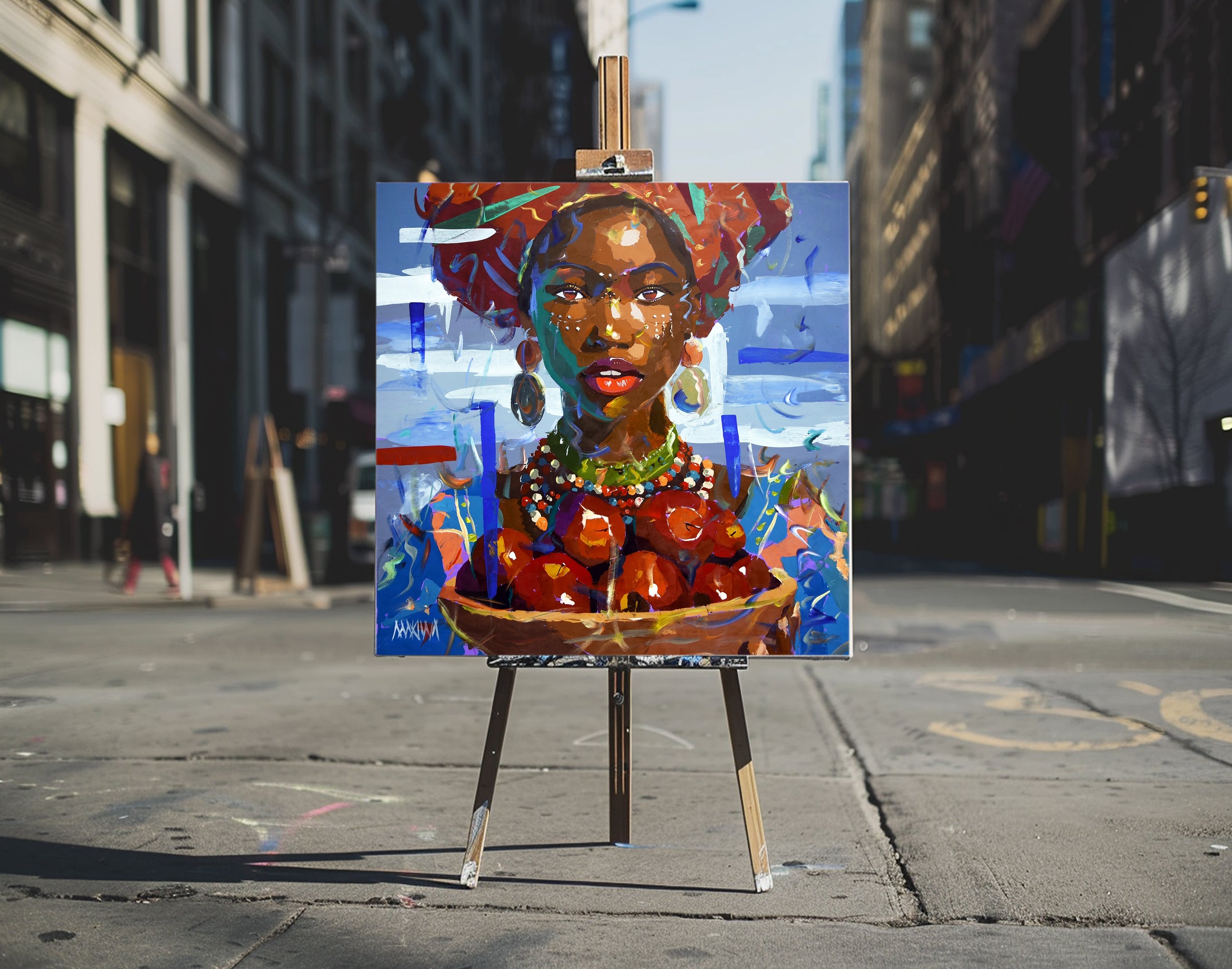 Red Apples By the Sea 120x120cm Acrylic on Canvas