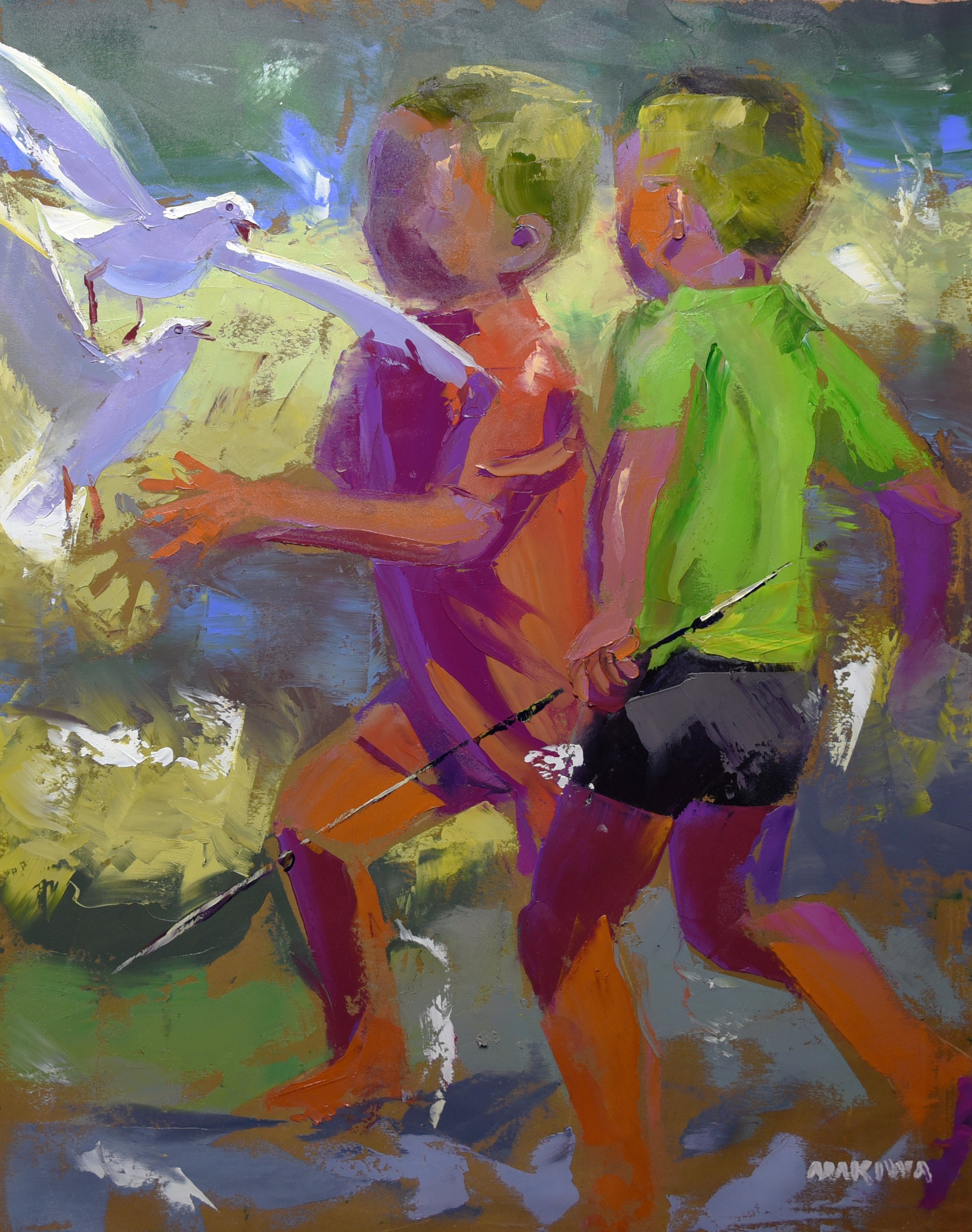 Seaside Mischief 71x56cm Oil On Canvas